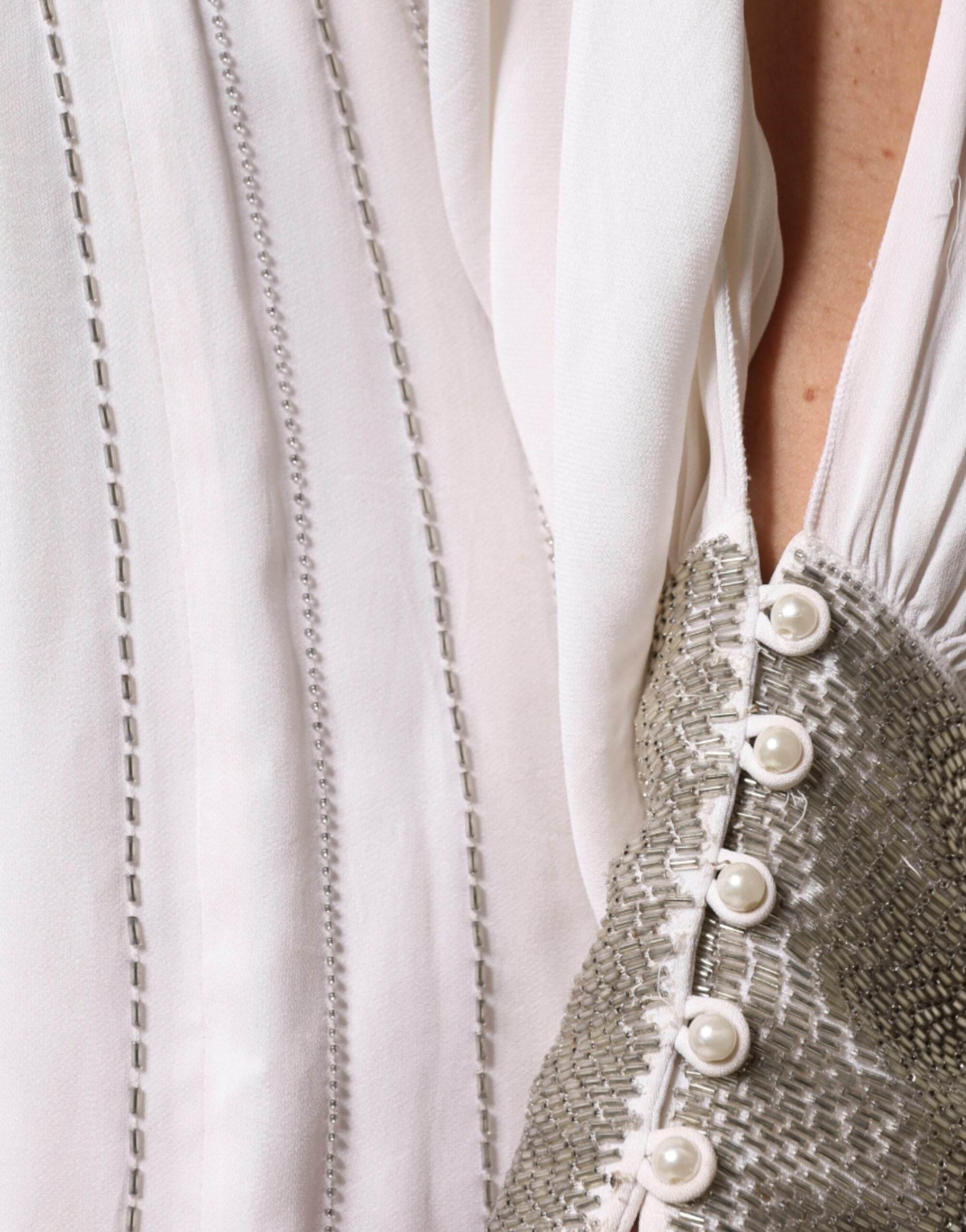 Christian Pellizzari Off White Embellished Long Maxi Dress - Hilstor
