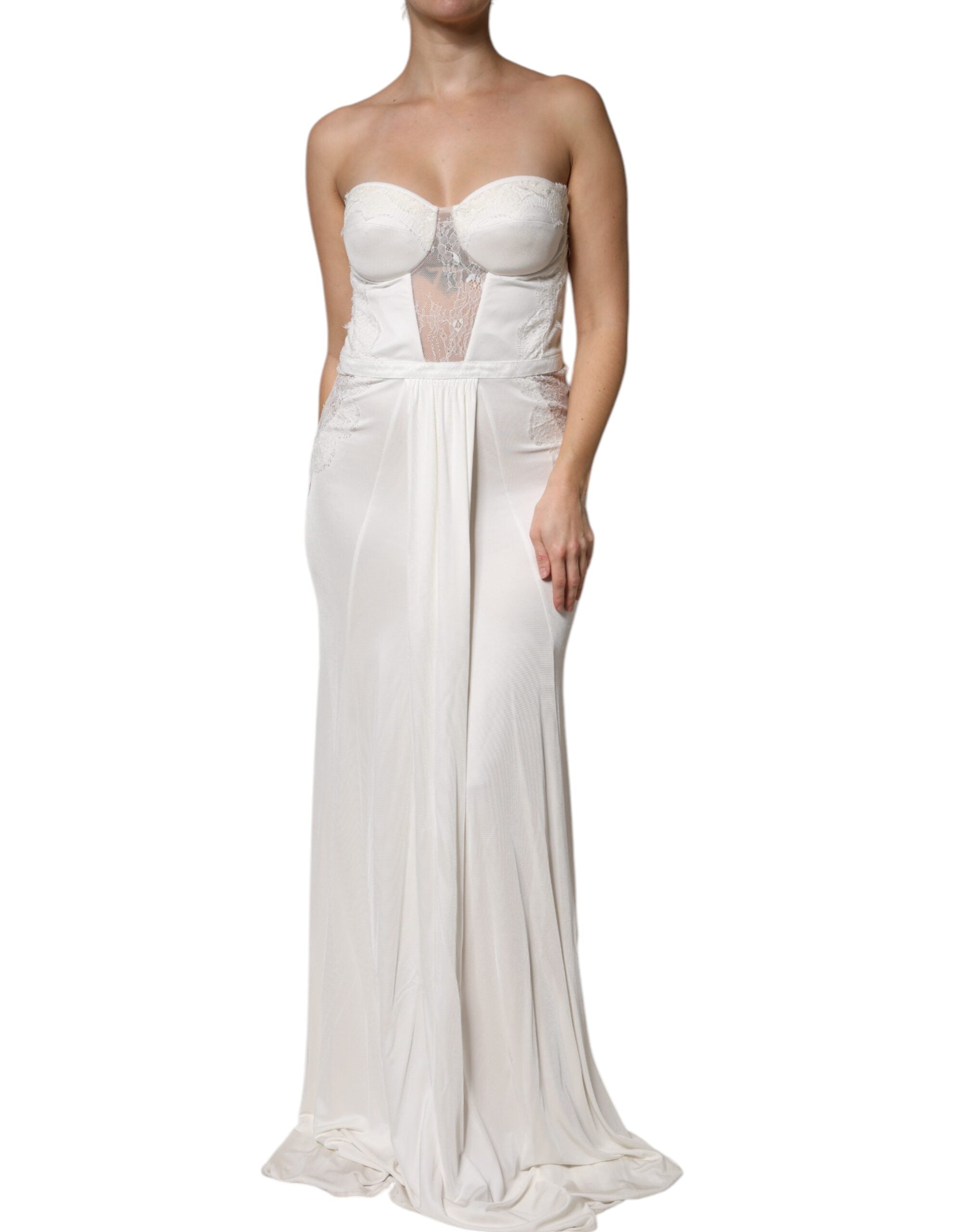 Elisabetta Franchi Hvid stropløs Bustier Havfruekjole