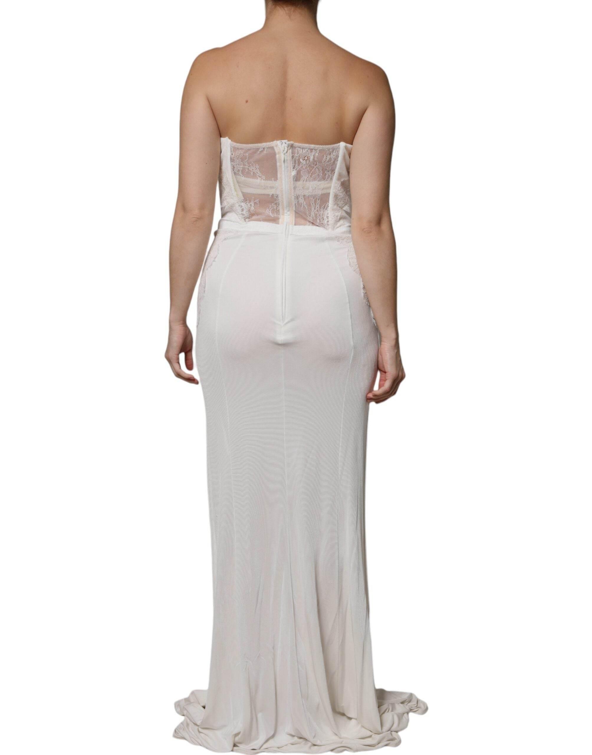 Elisabetta Franchi White Strapless Bustier Mermaid Gown Dress - Hilstor