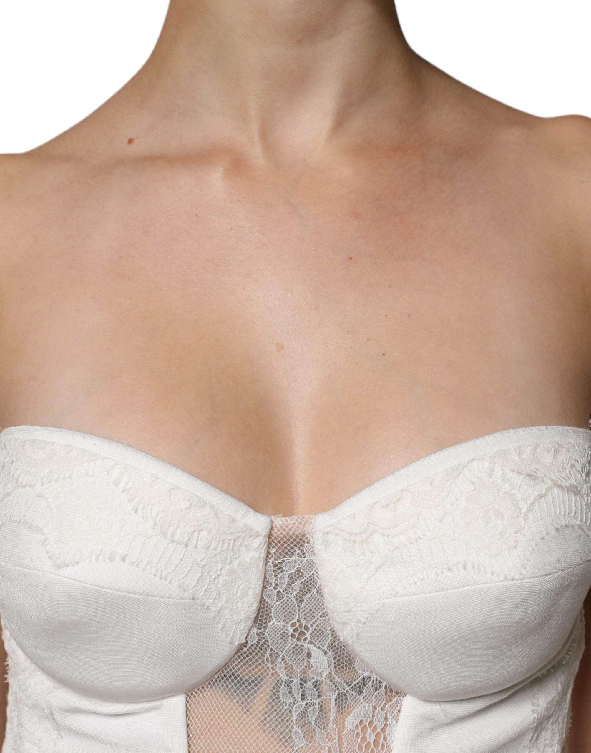 Elisabetta Franchi White Strapless Bustier Mermaid Gown Dress - Hilstor