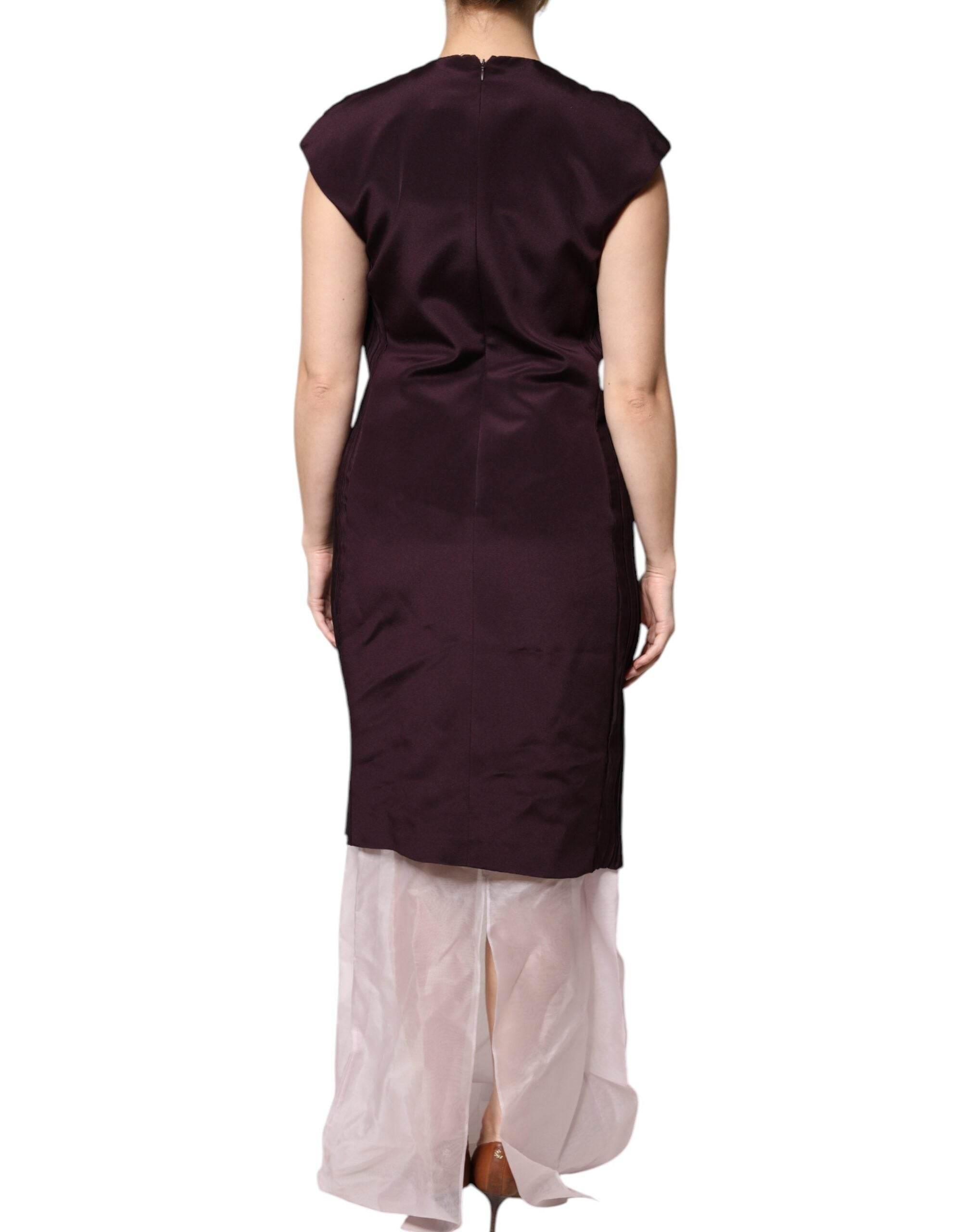 Barbara Casasola Brown Silk Short Sleeves Sheath Maxi Dress - Hilstor