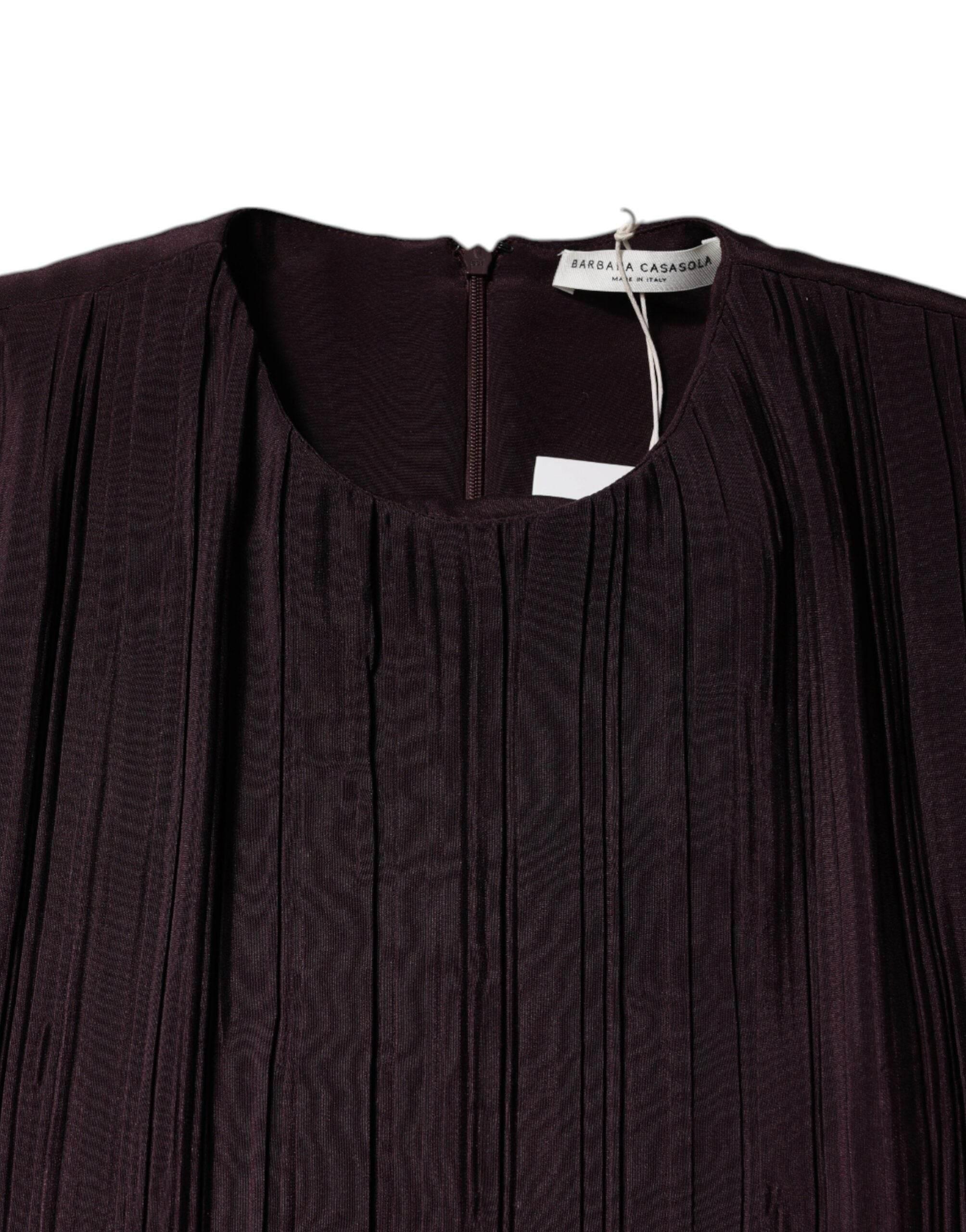 Barbara Casasola Brown Silk Short Sleeves Sheath Maxi Dress - Hilstor