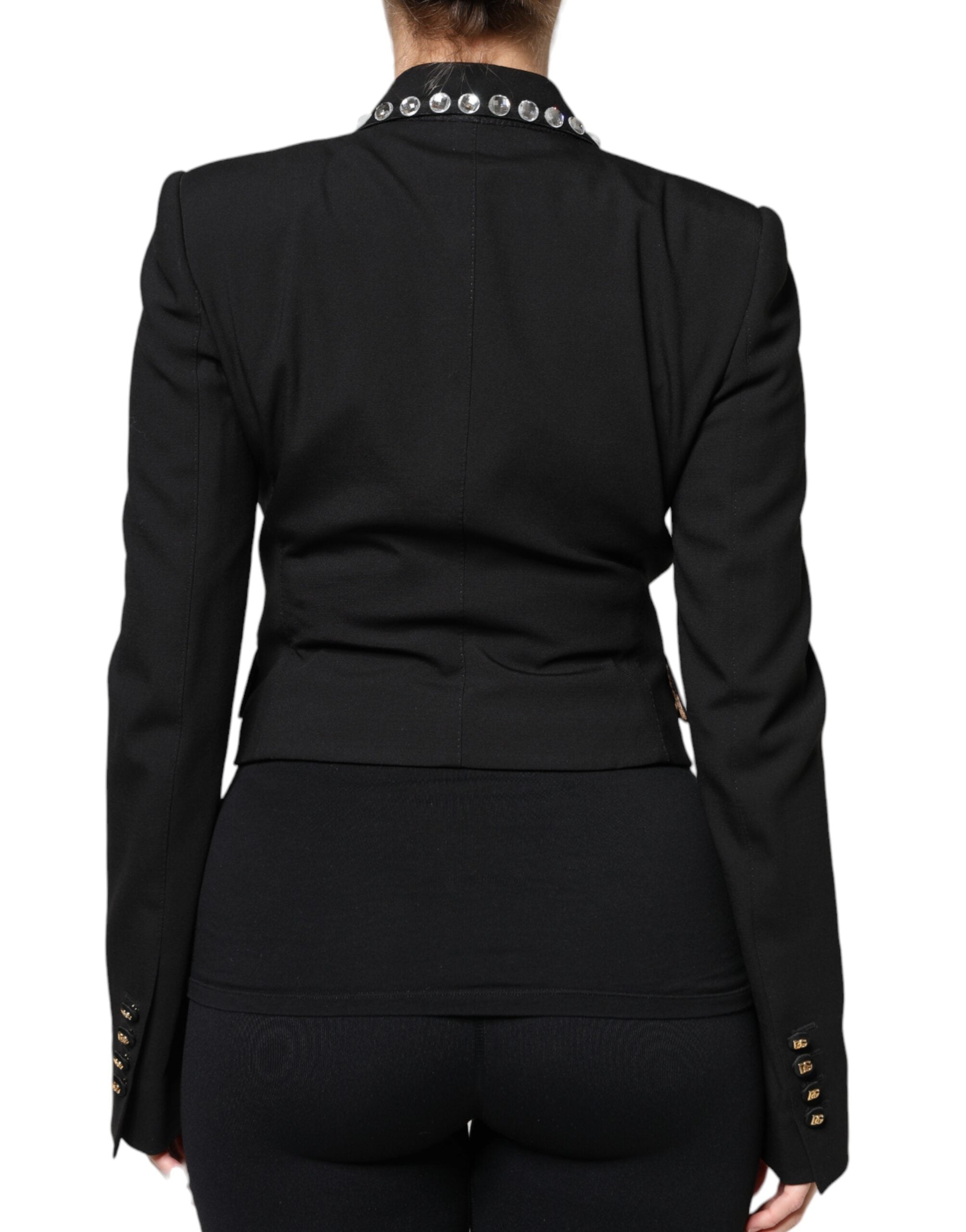 Dolce &amp; Gabbana sort krystal dobbeltradet blazerjakke