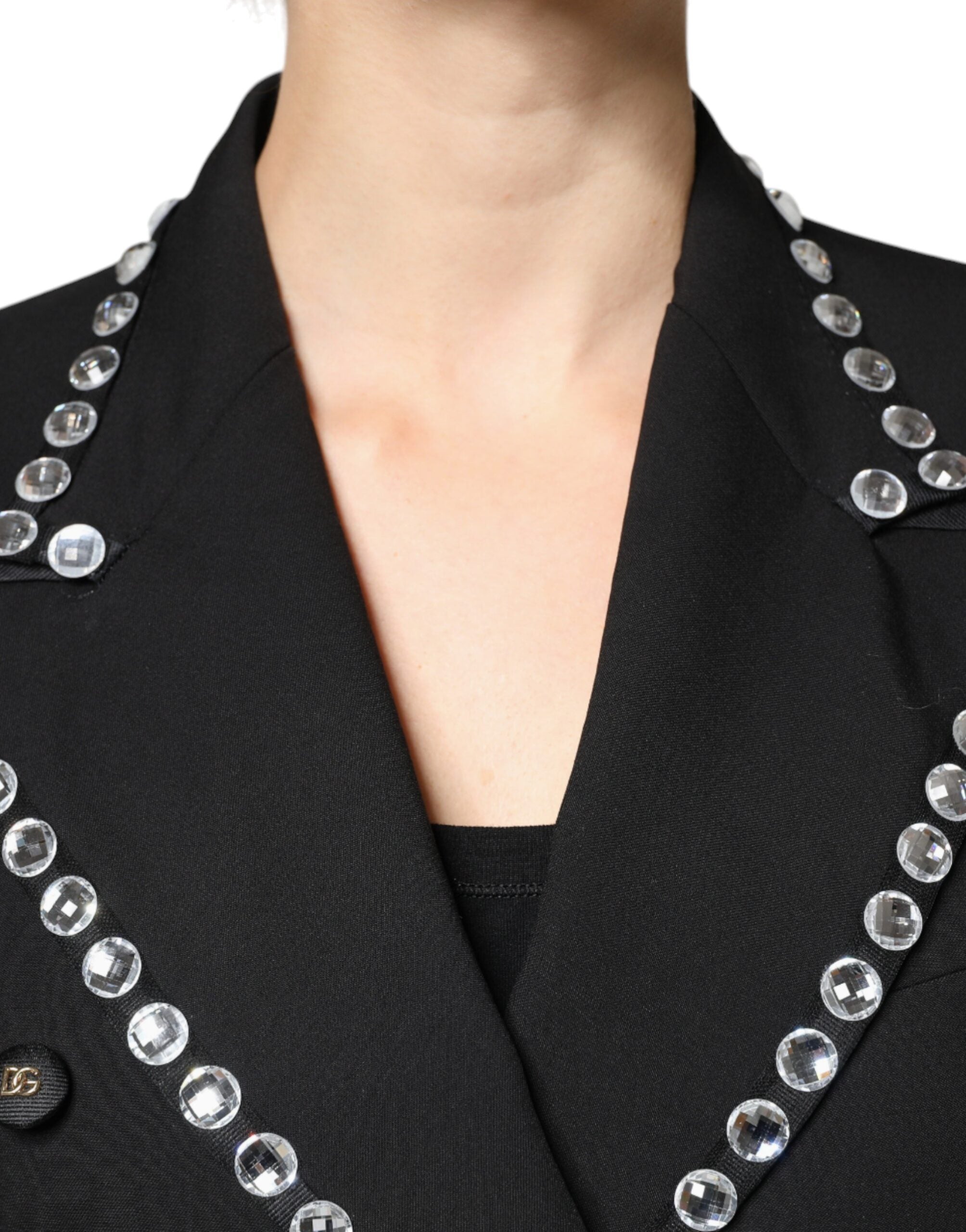 Dolce &amp; Gabbana sort krystal dobbeltradet blazerjakke