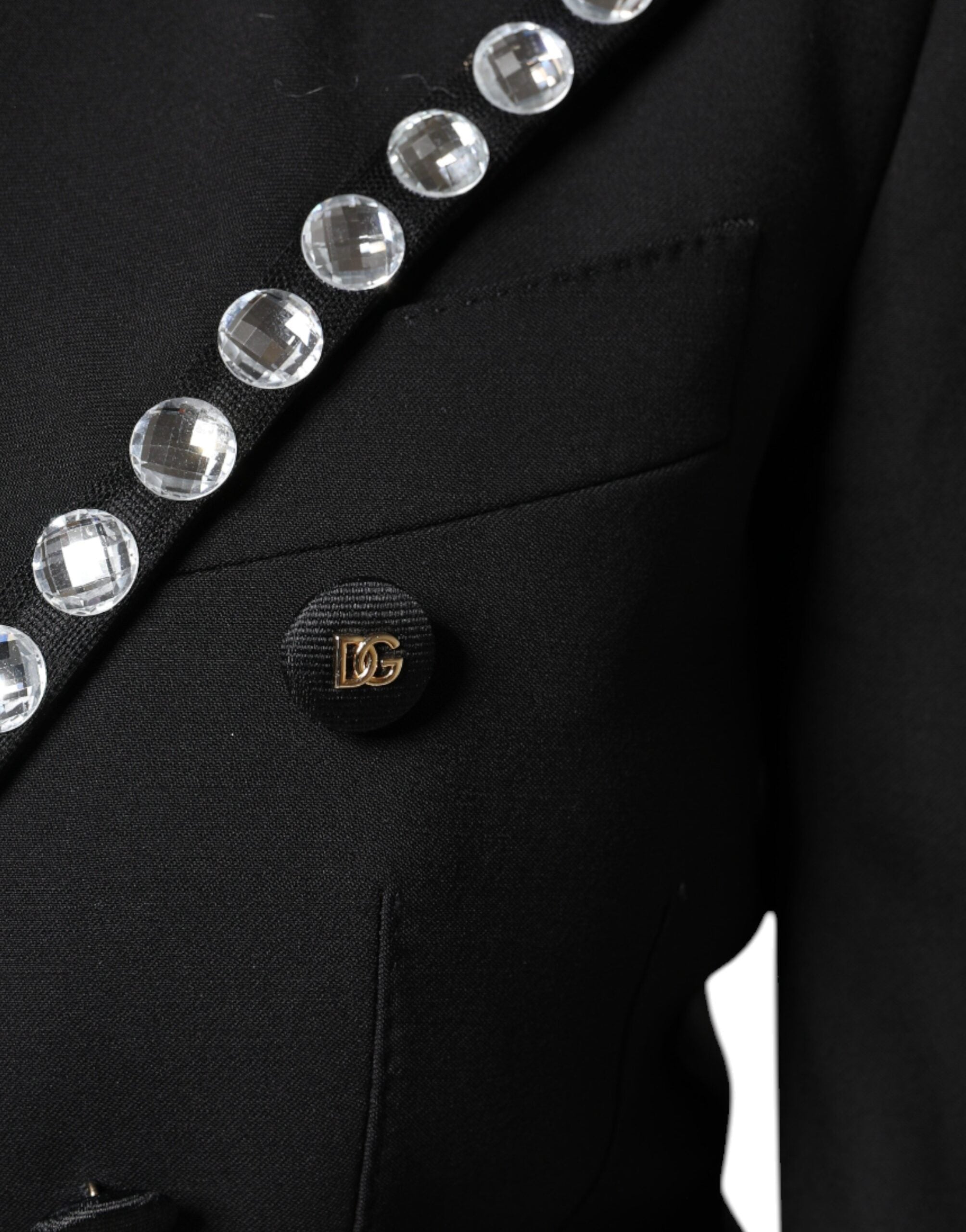 Dolce &amp; Gabbana sort krystal dobbeltradet blazerjakke