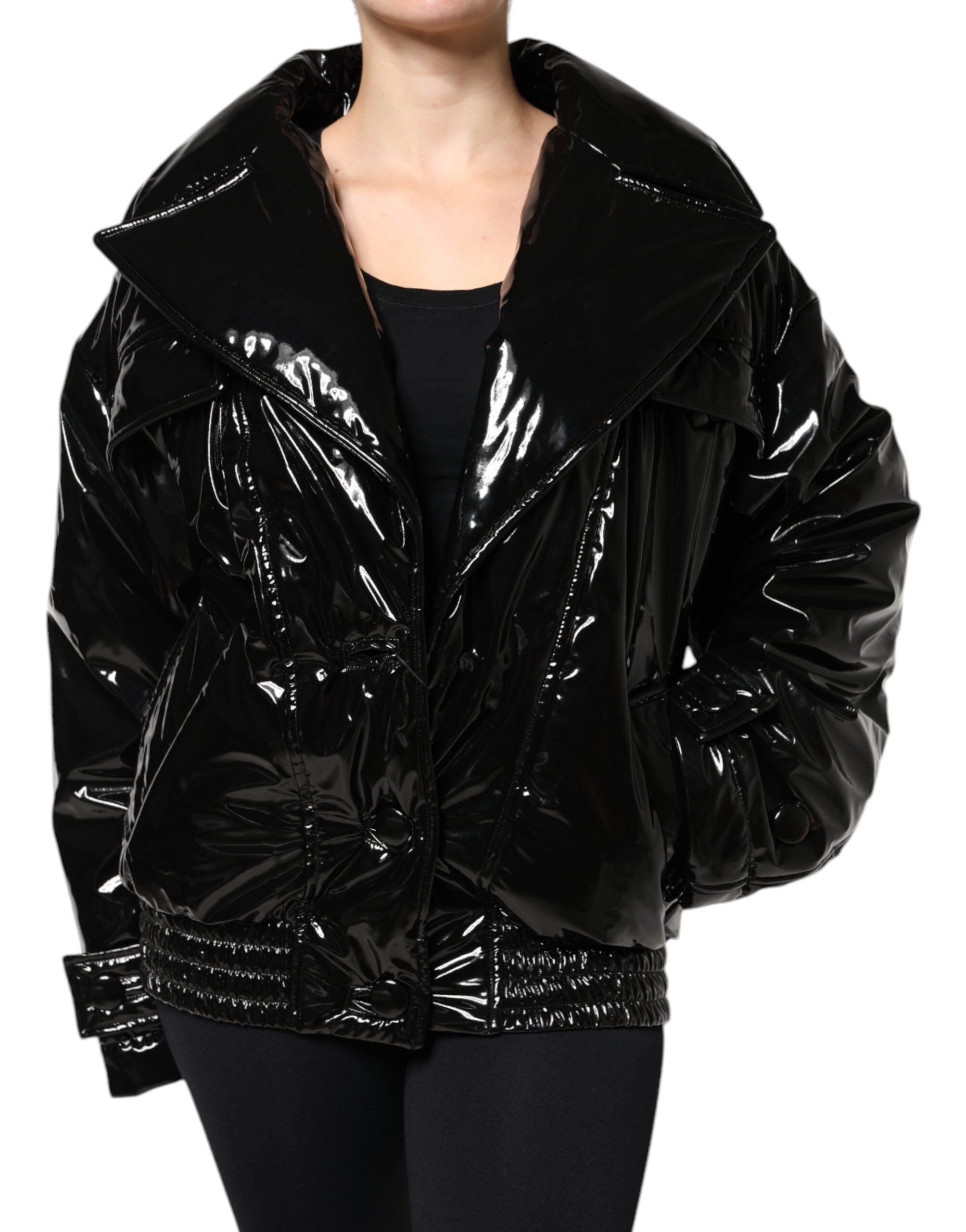 Dolce &amp; Gabbana Sort Polyester Button Down Blouson-jakke