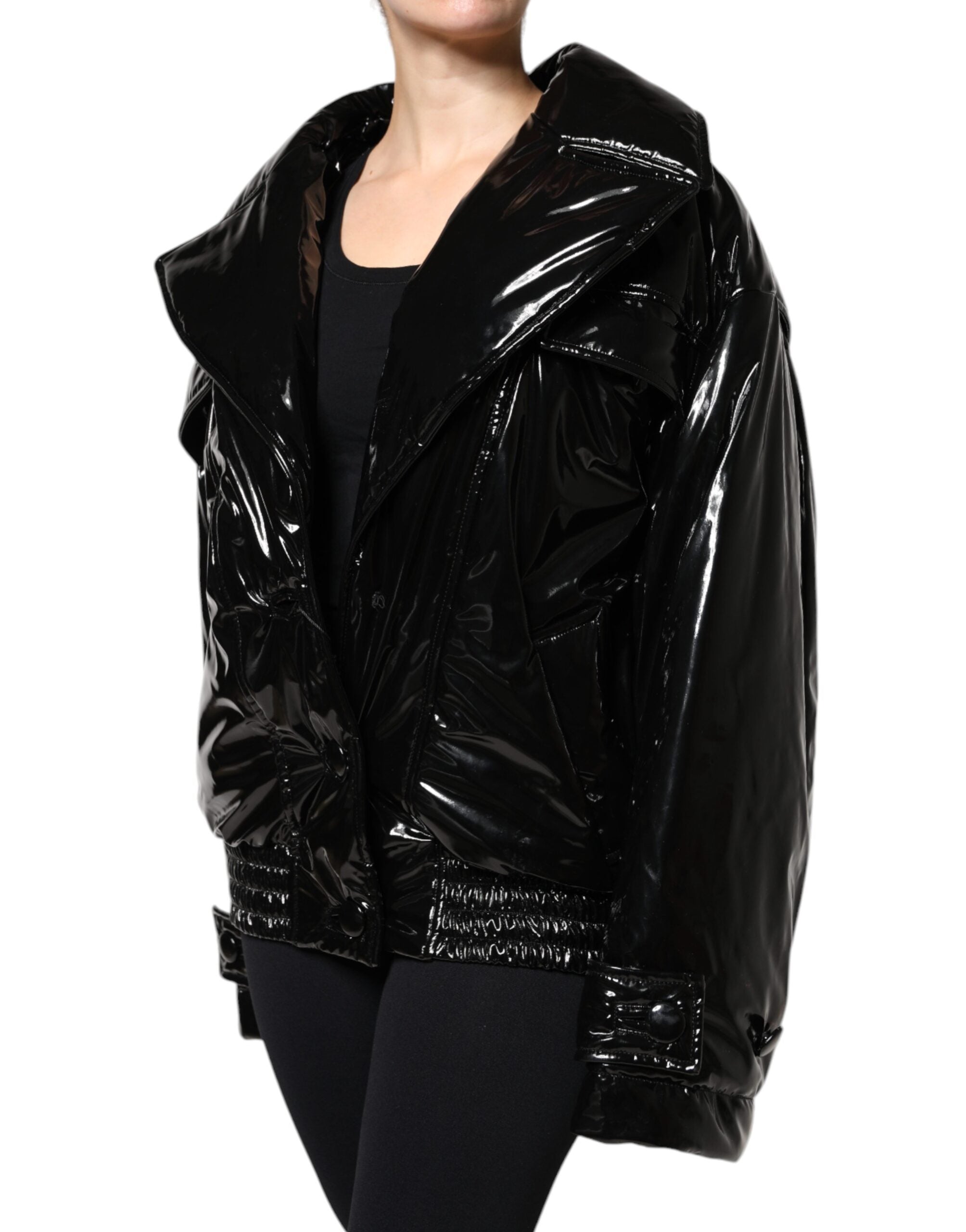 Dolce &amp; Gabbana Sort Polyester Button Down Blouson-jakke