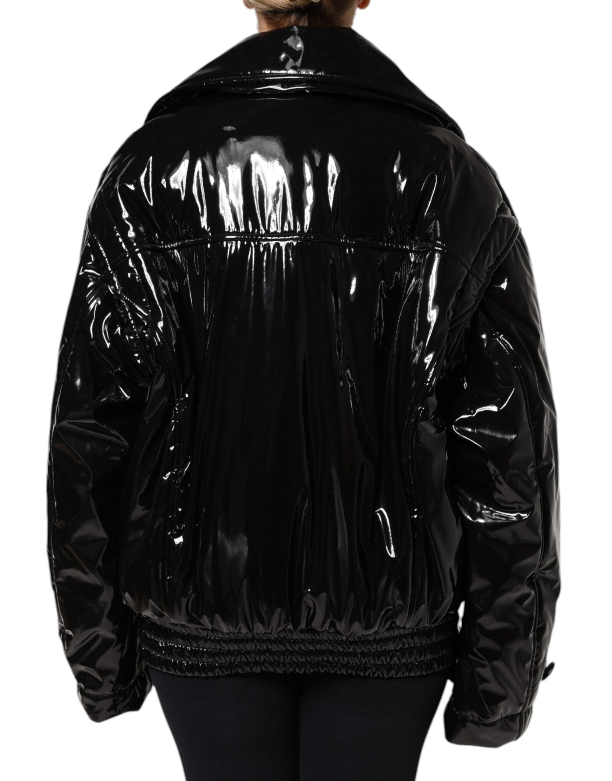Dolce &amp; Gabbana Sort Polyester Button Down Blouson-jakke