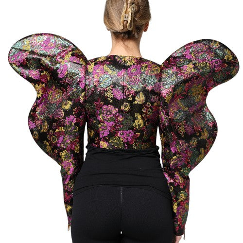 Dolce &amp; Gabbana Multicolor Floral Jacquard Cropped Jakke