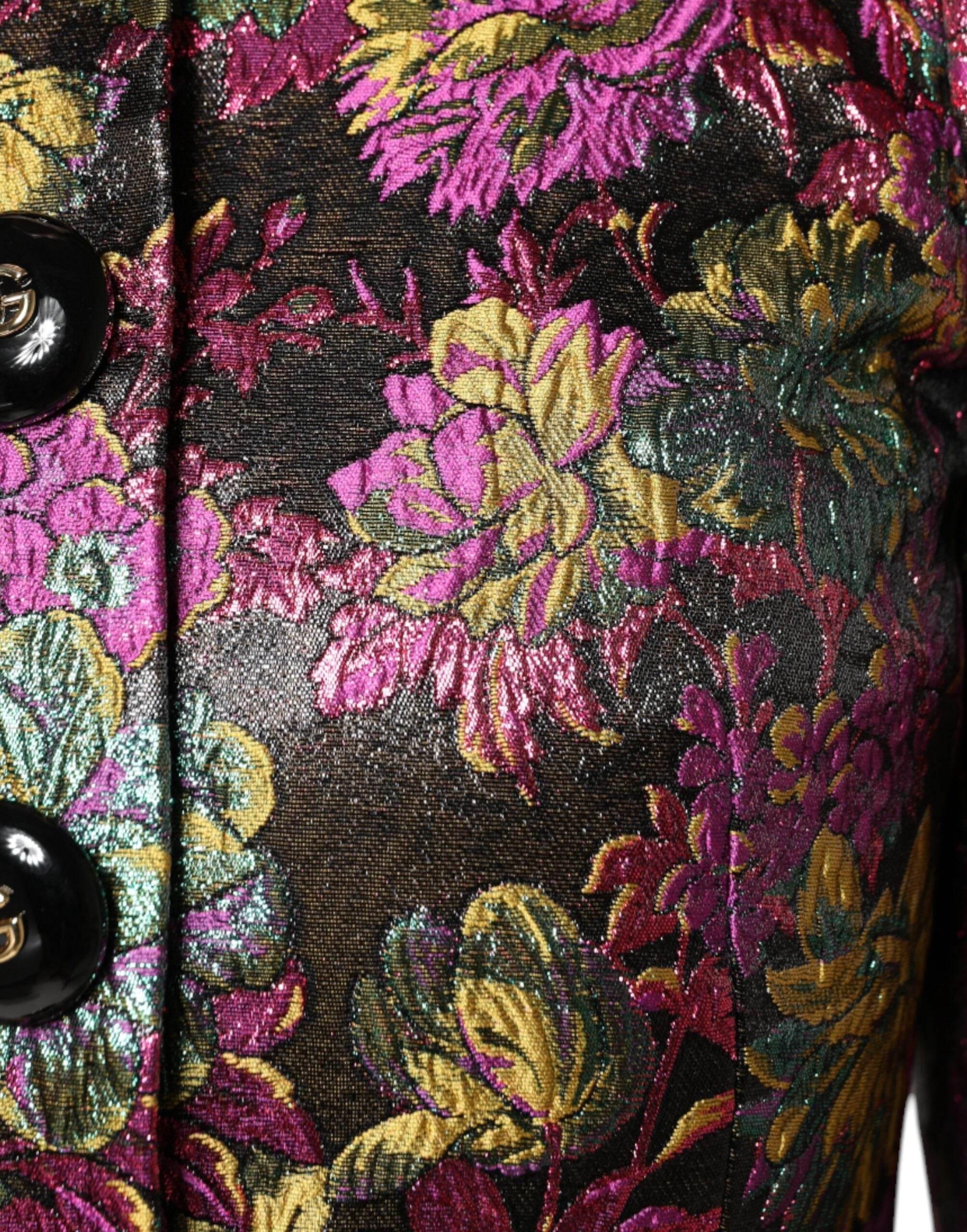 Dolce & Gabbana Multicolor Floral Jacquard Cropped Jacket - Hilstor