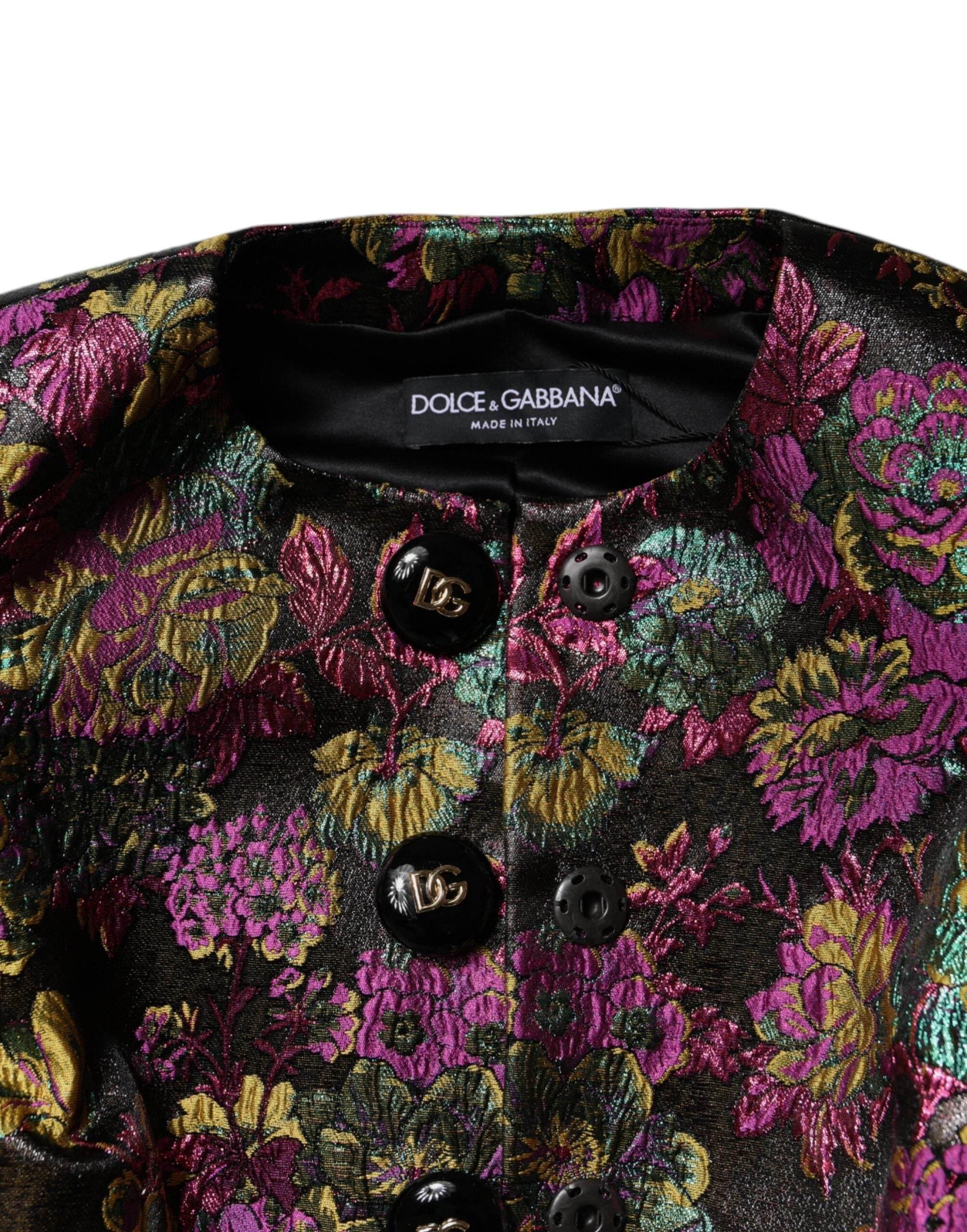 Dolce & Gabbana Multicolor Floral Jacquard Cropped Jacket - Hilstor