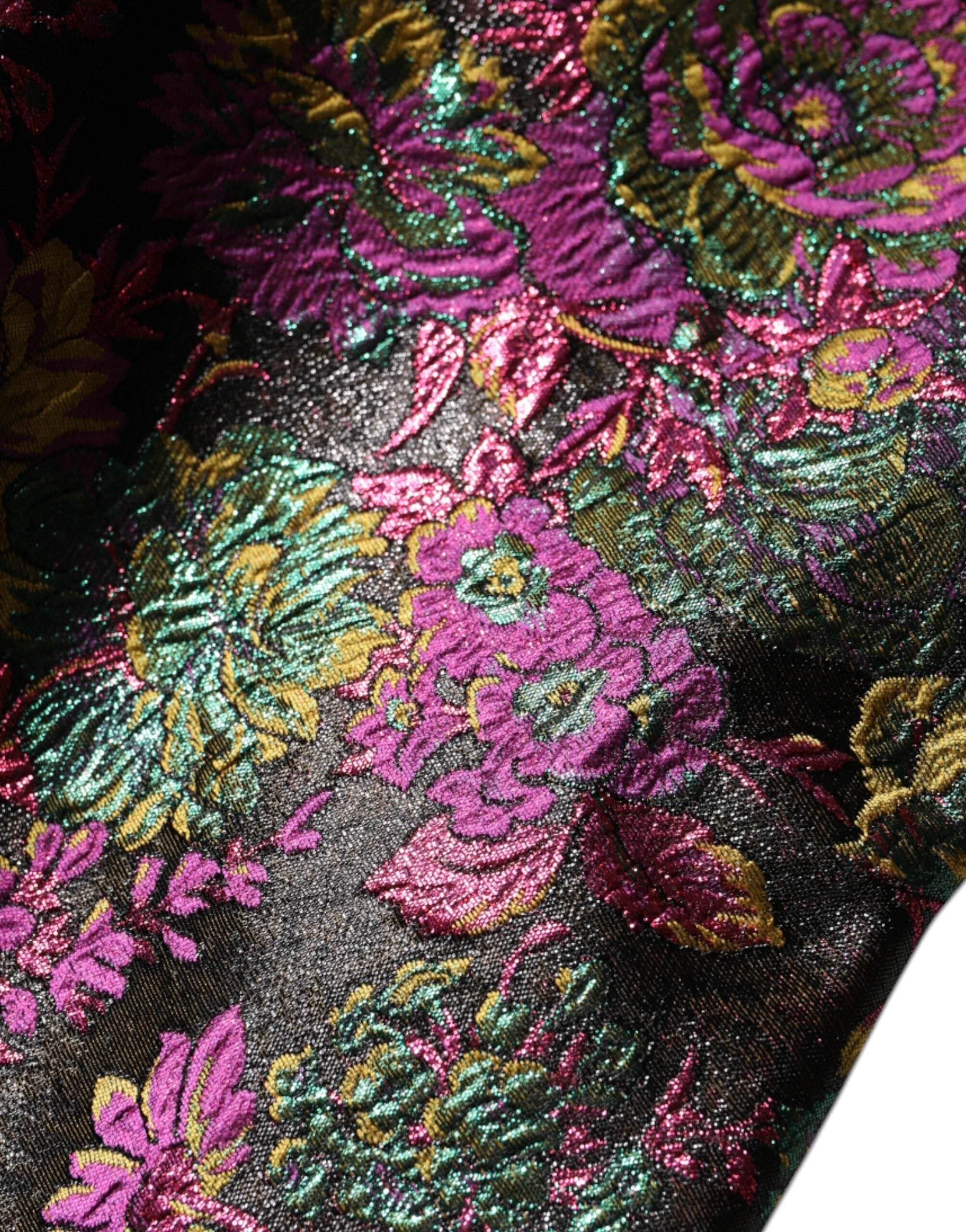 Dolce & Gabbana Multicolor Floral Jacquard Cropped Jacket - Hilstor