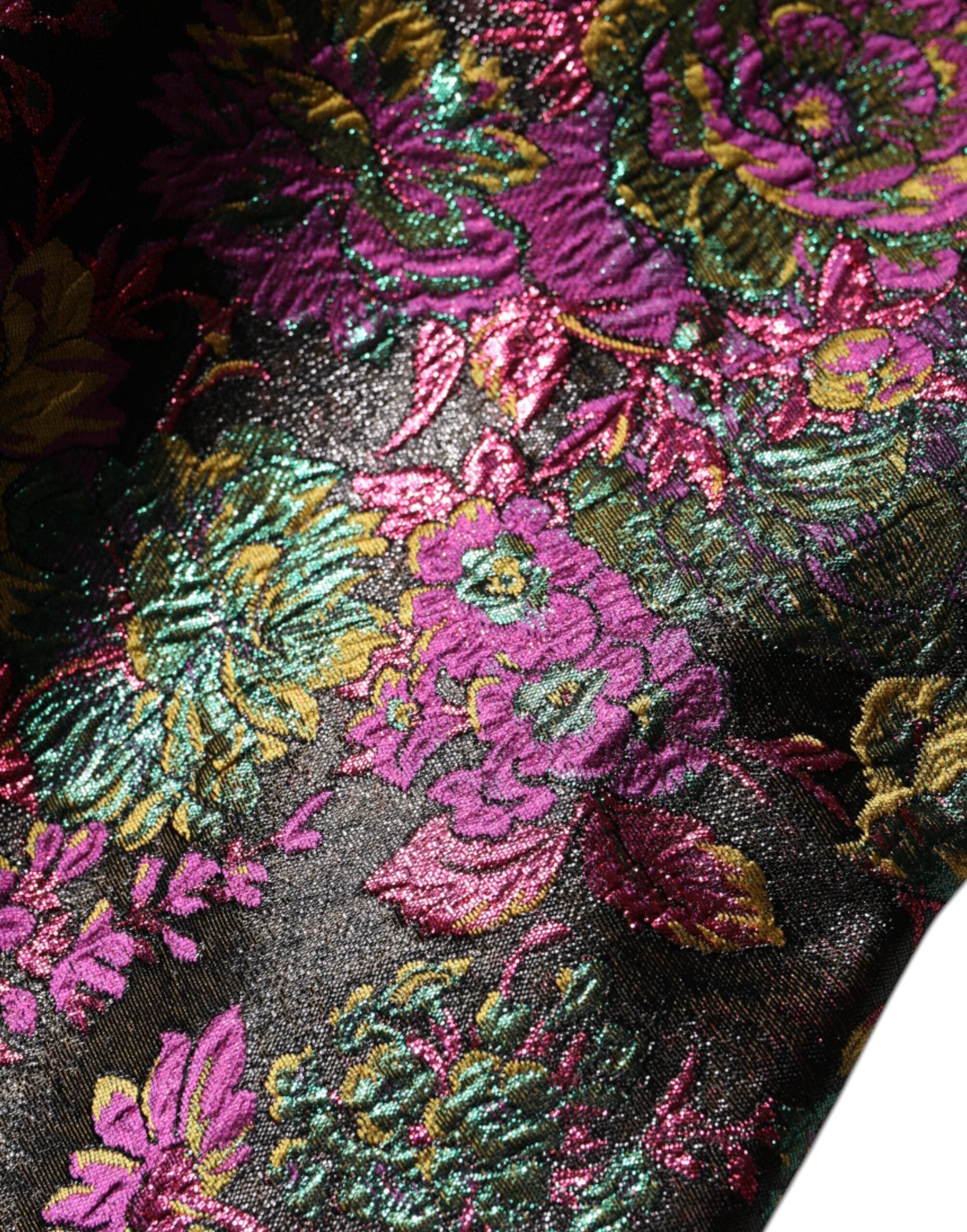 Dolce &amp; Gabbana Multicolor Floral Jacquard Cropped Jakke