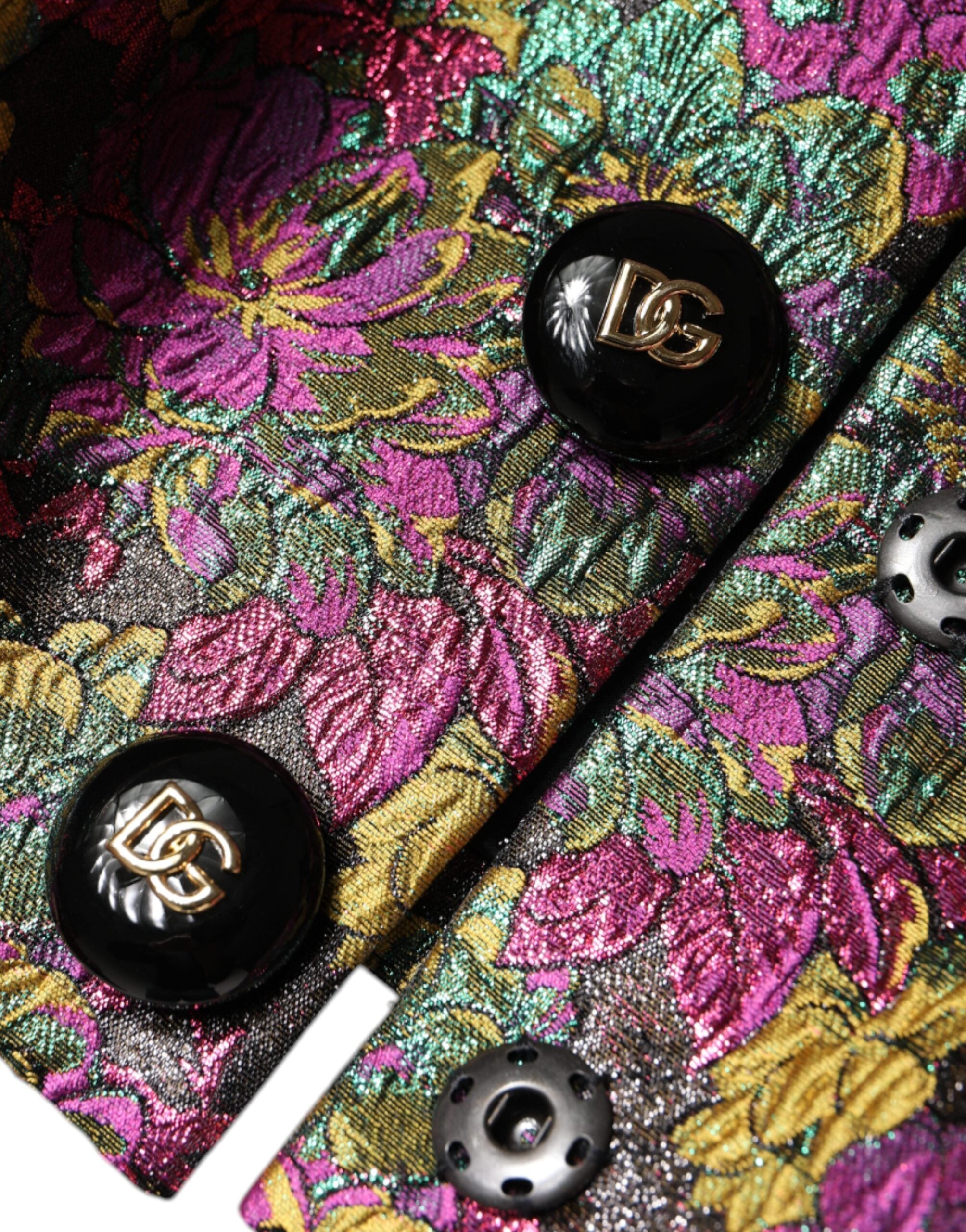 Dolce &amp; Gabbana Multicolor Floral Jacquard Cropped Jakke