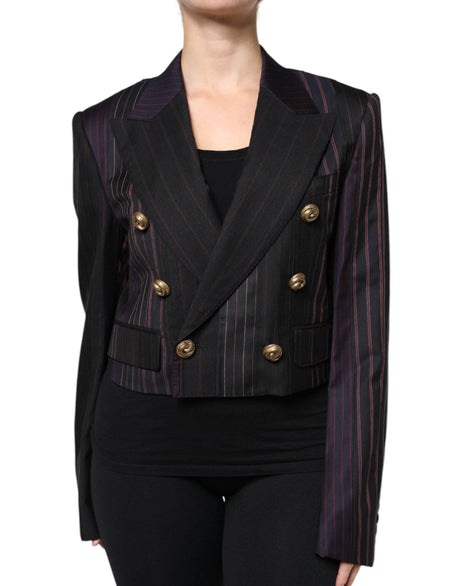 Dolce & Gabbana Multicolor Stripes Wool Cropped Blazer Coat Jacket - Hilstor