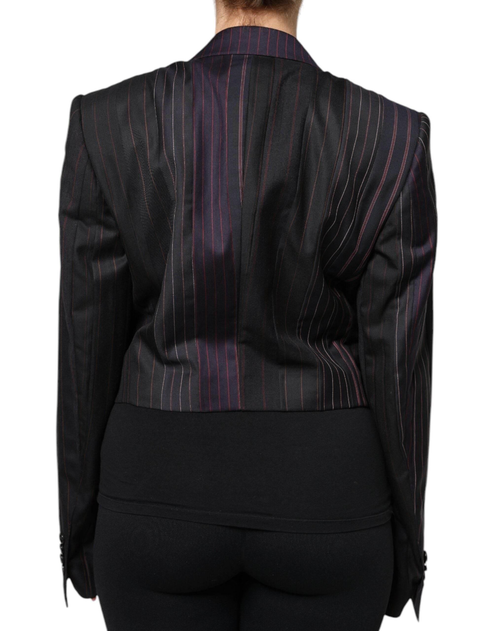 Dolce & Gabbana Multicolor Stripes Wool Cropped Blazer Coat Jacket - Hilstor