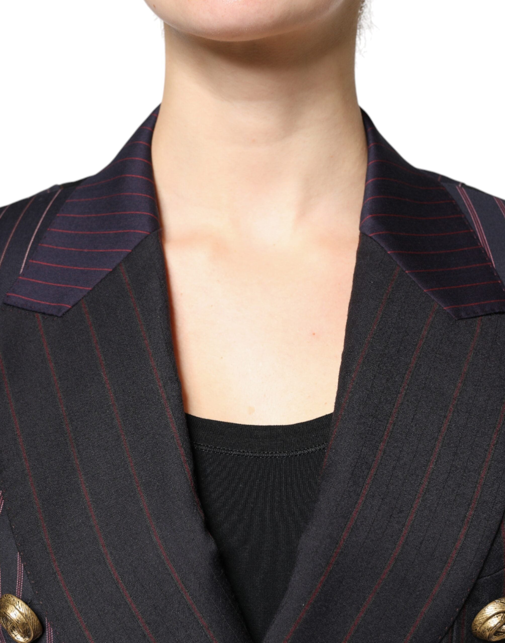 Dolce &amp; Gabbana Multicolor Stripes Uld Cropped Blazer Coat Jakke