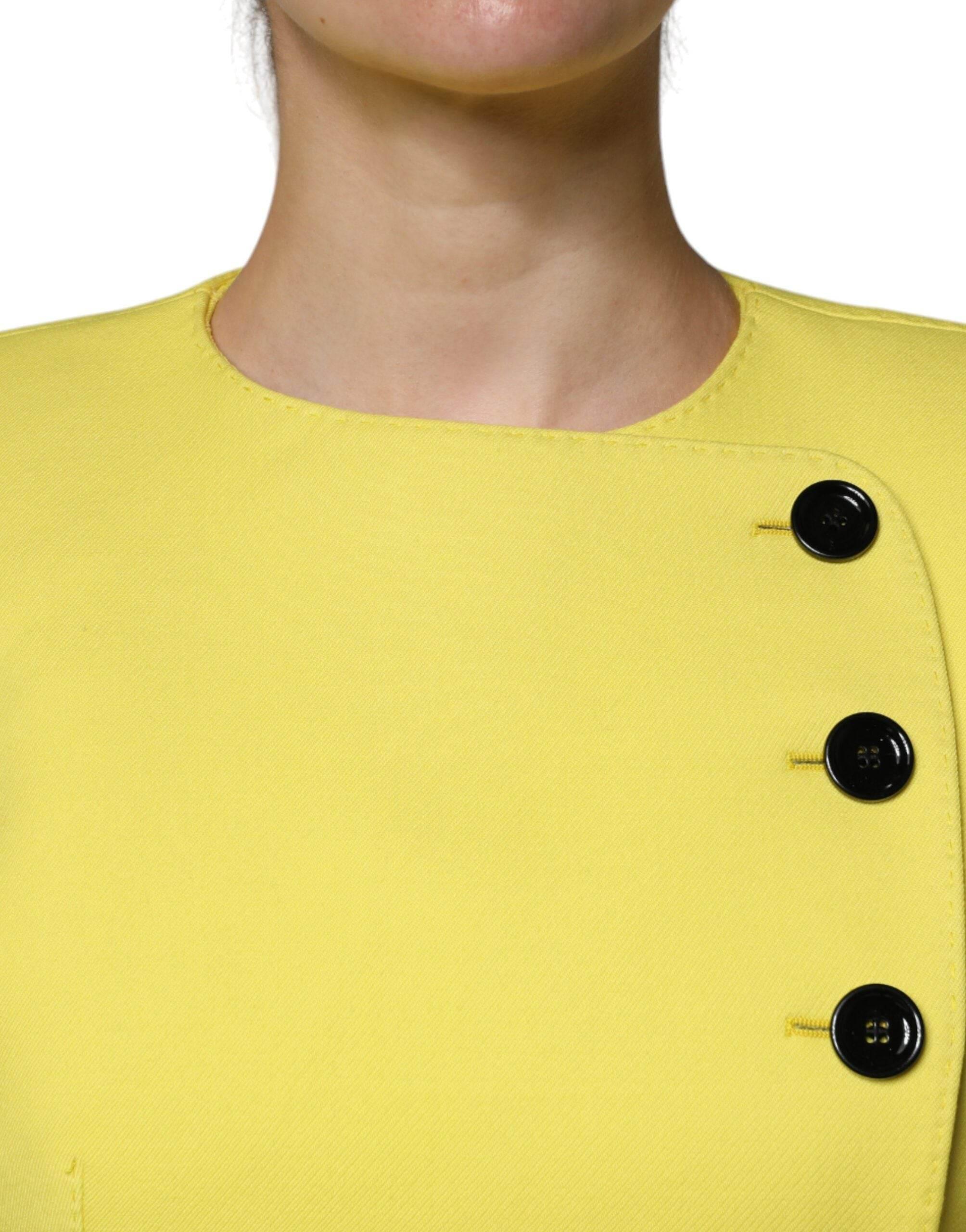 Dolce & Gabbana Lemon Yellow Wool Long Sleeves Cropped Coat Jacket - Hilstor