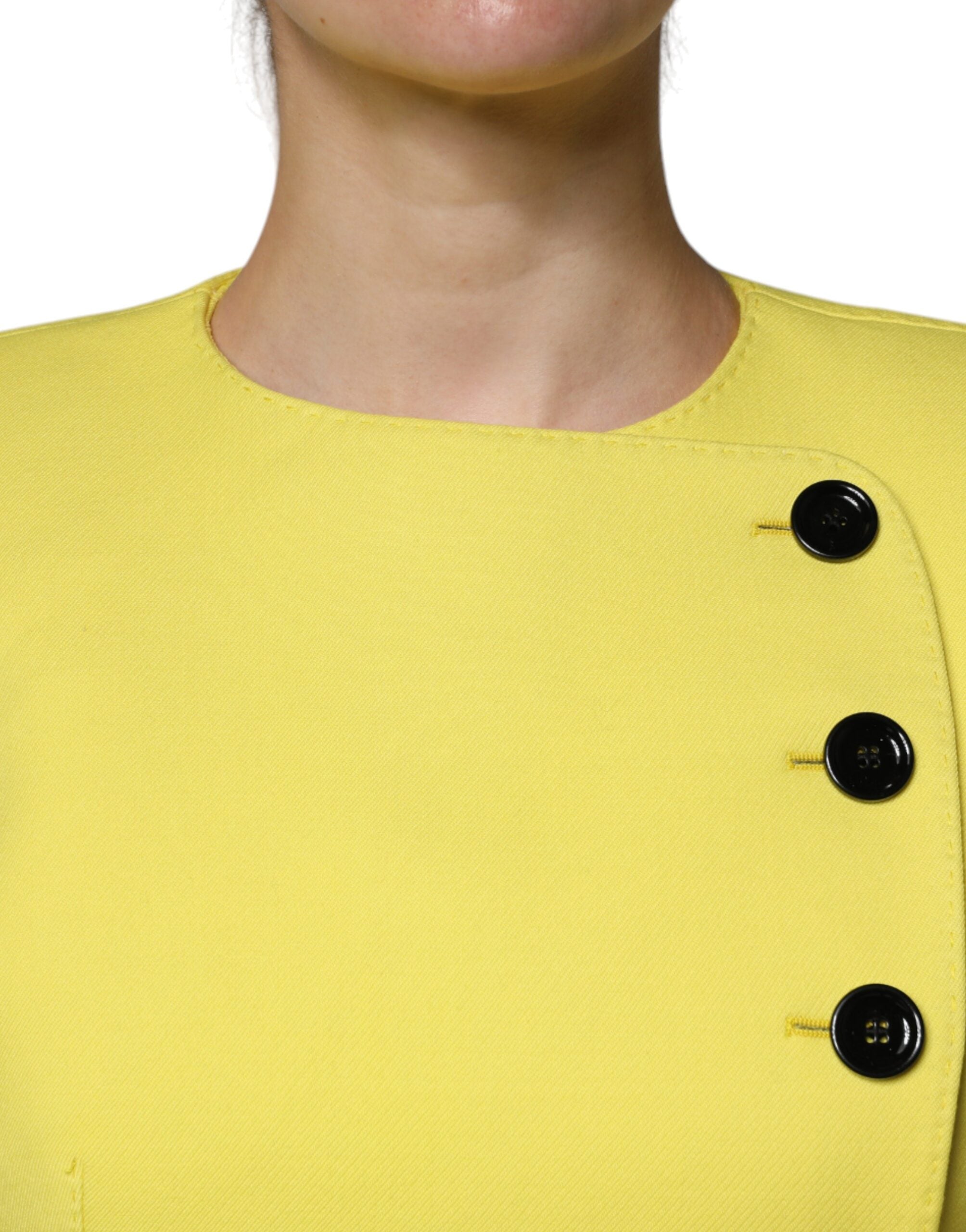 Dolce &amp; Gabbana Citrongul Uld Langærmet Cropped Coat Jakke