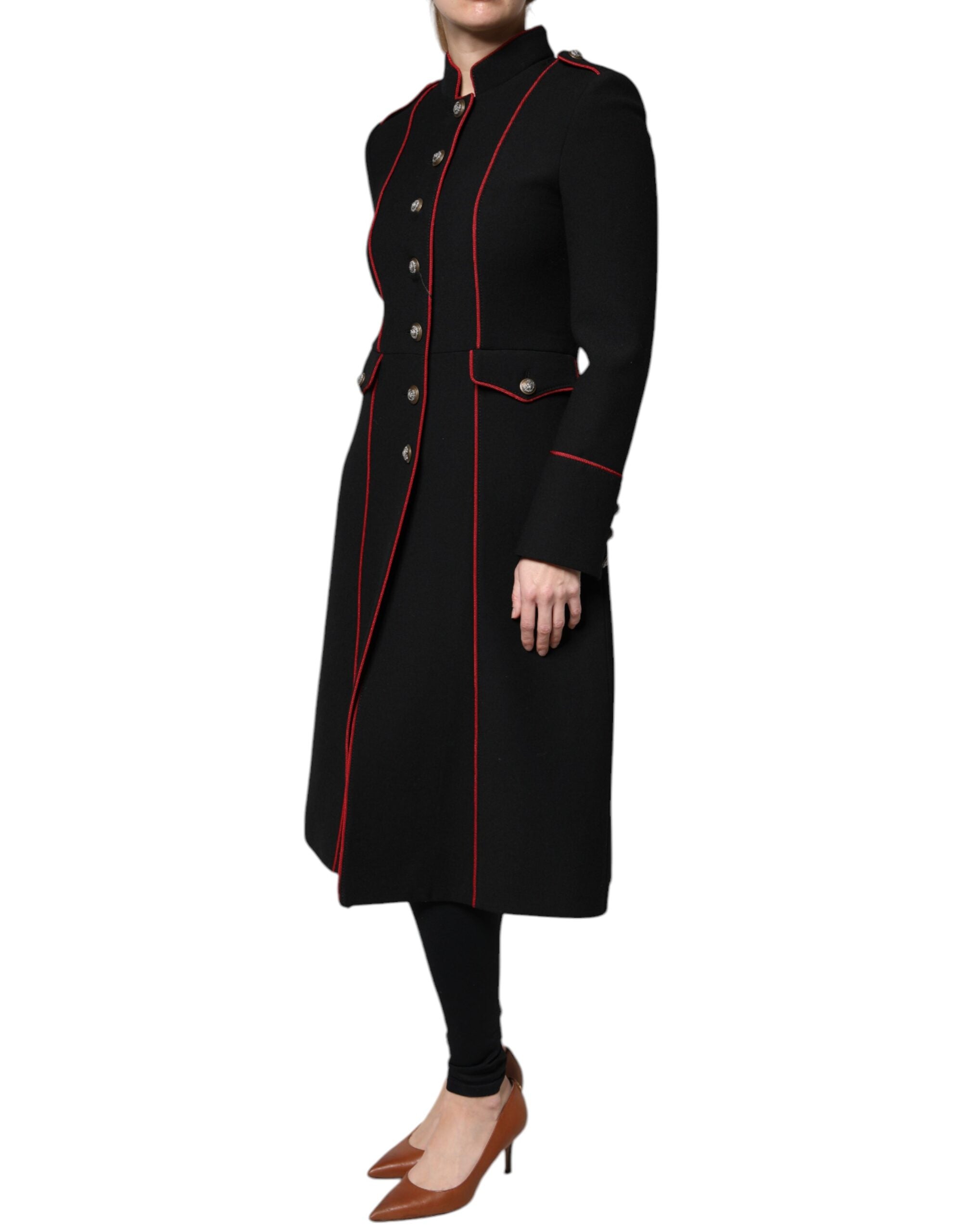 Dolce &amp; Gabbana sort enkeltradet trenchcoat-jakke