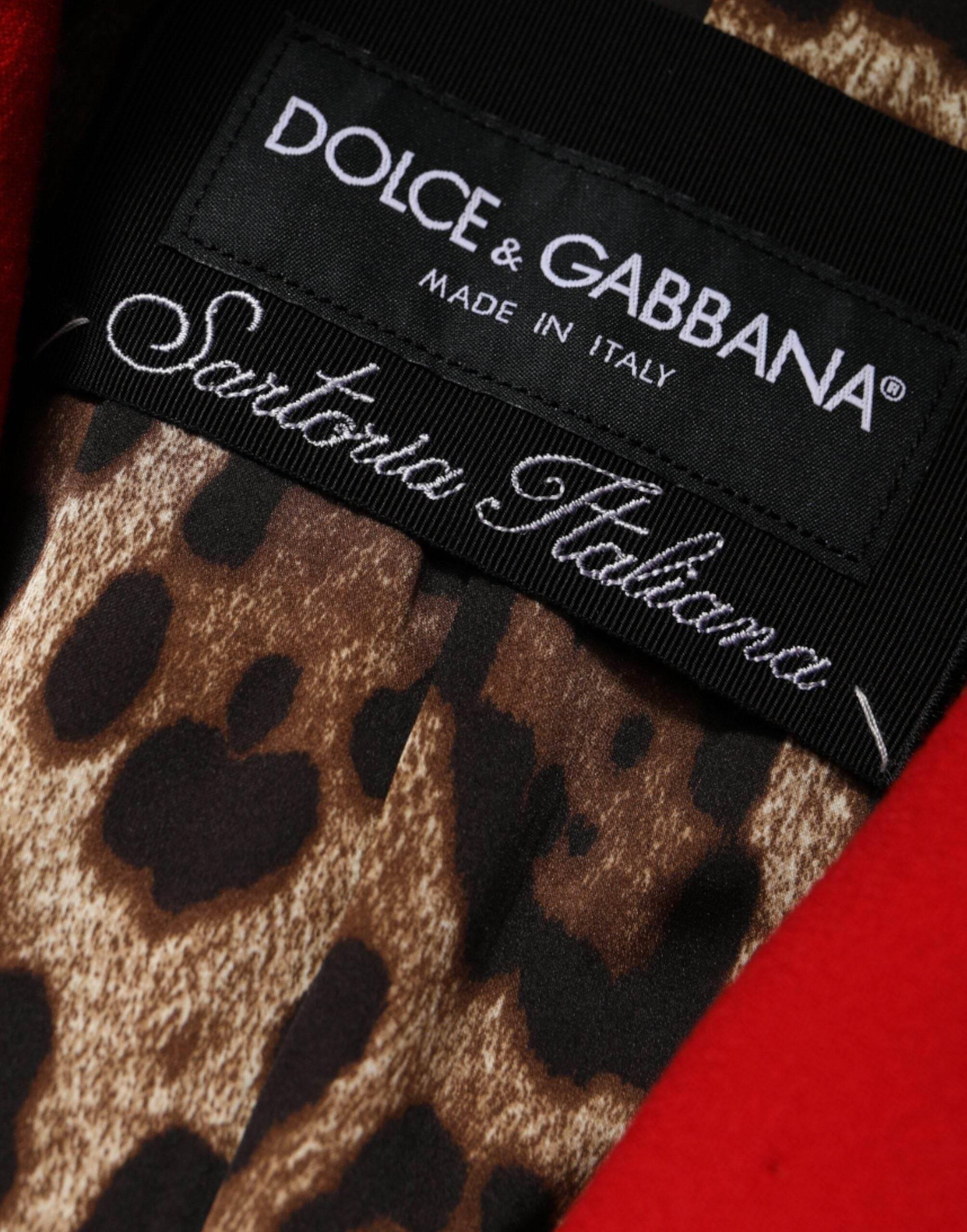Dolce & Gabbana Red Jacquard Wool Women Trenchcoat Jacket - Hilstor