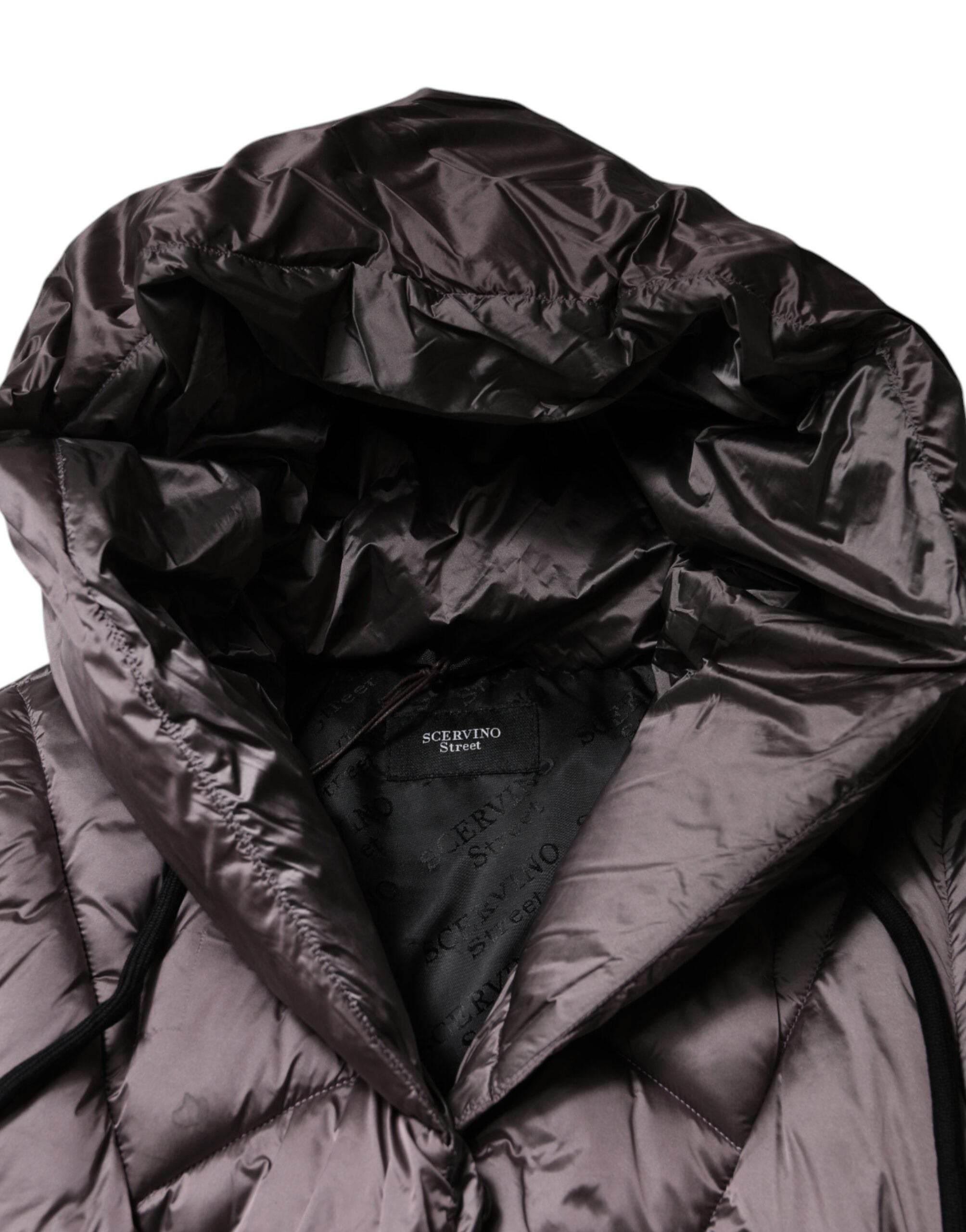 Scervino Street Violet Puffer Quilted Hooded Women Coat Jacket - Hilstor