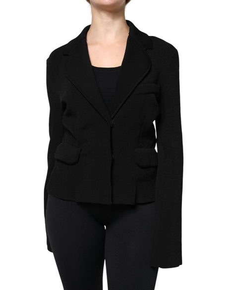 Dolce & Gabbana Black Viscose Single Breasted Blazer Jacket - Hilstor