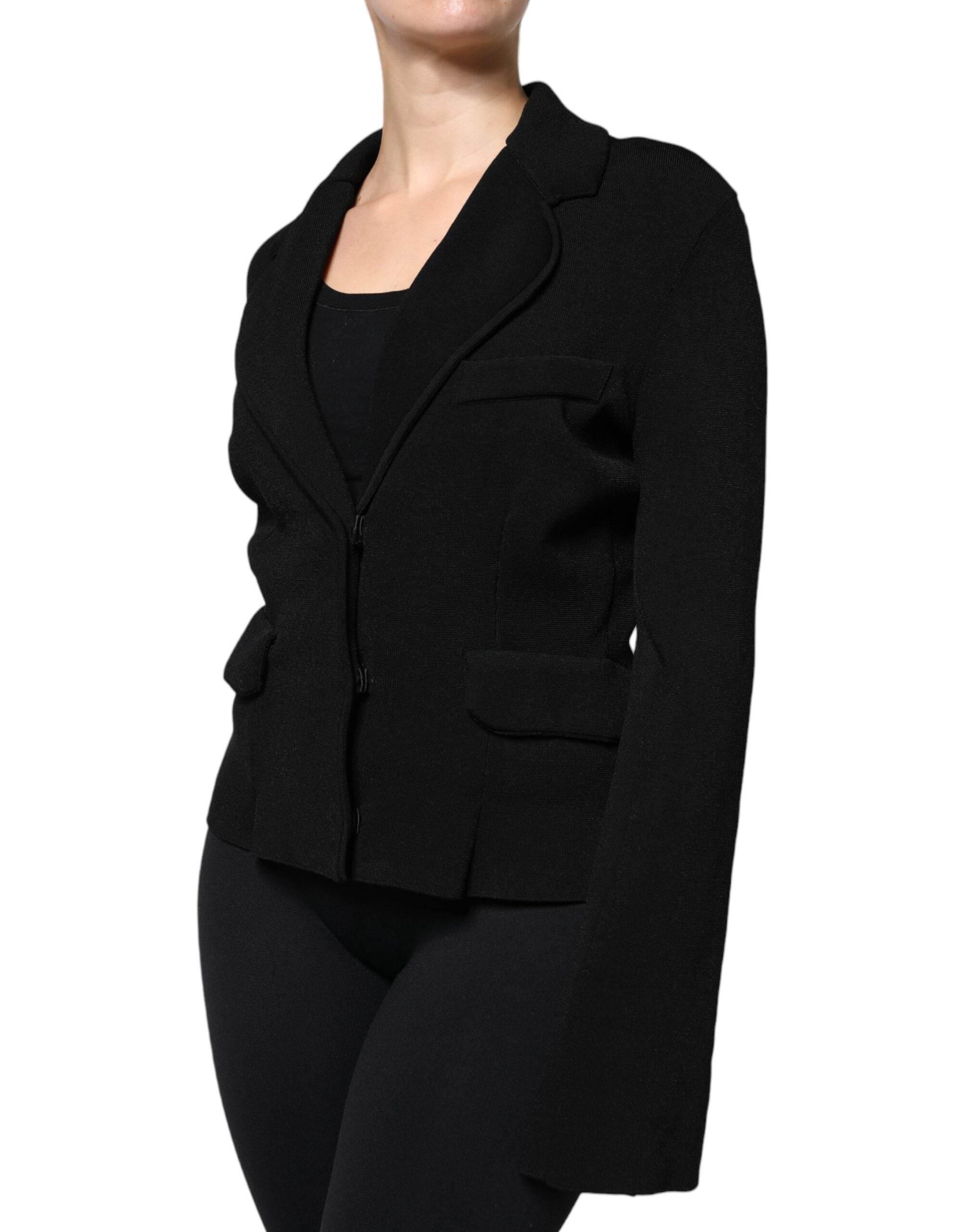 Dolce & Gabbana Black Viscose Single Breasted Blazer Jacket - Hilstor