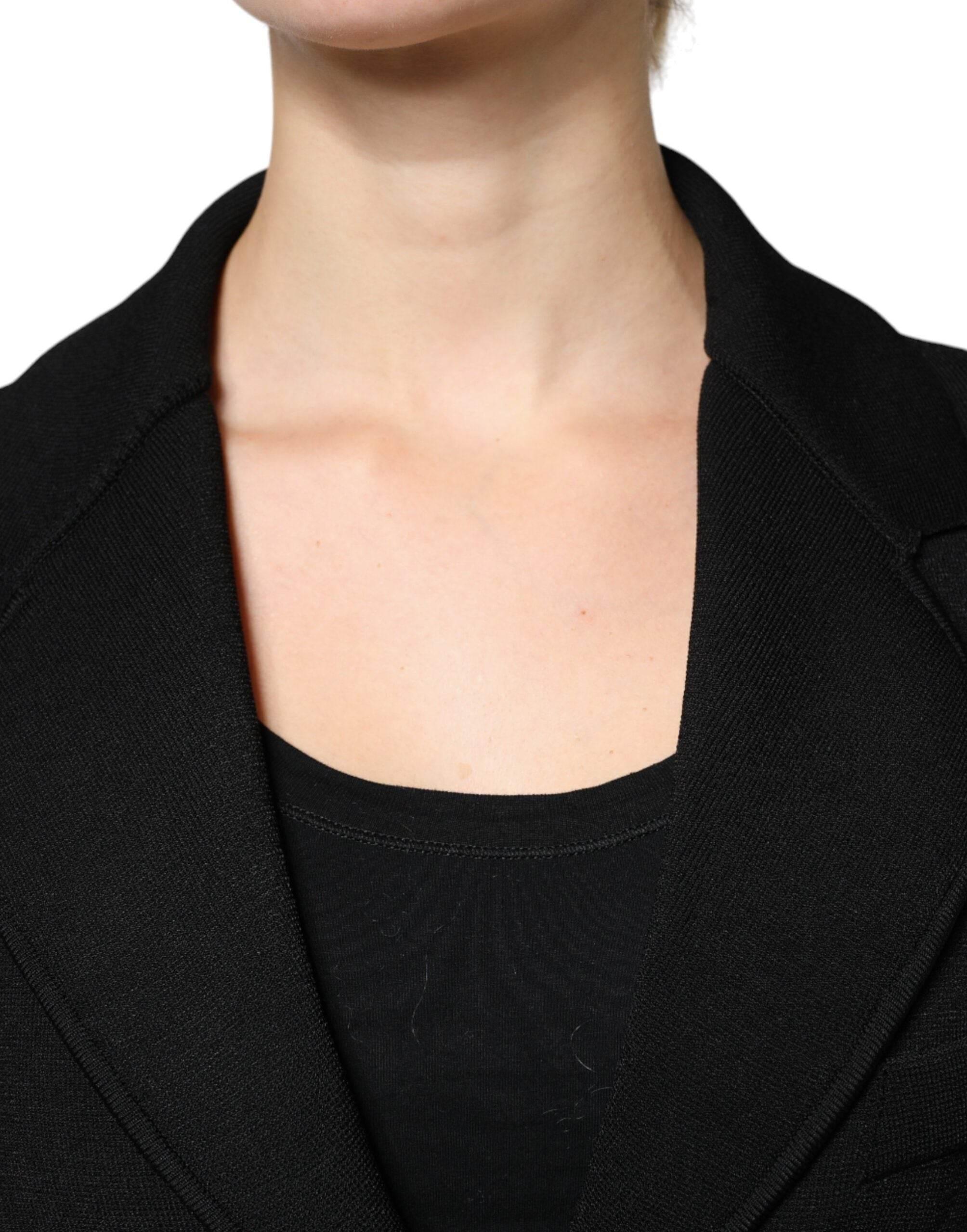 Dolce & Gabbana Black Viscose Single Breasted Blazer Jacket - Hilstor