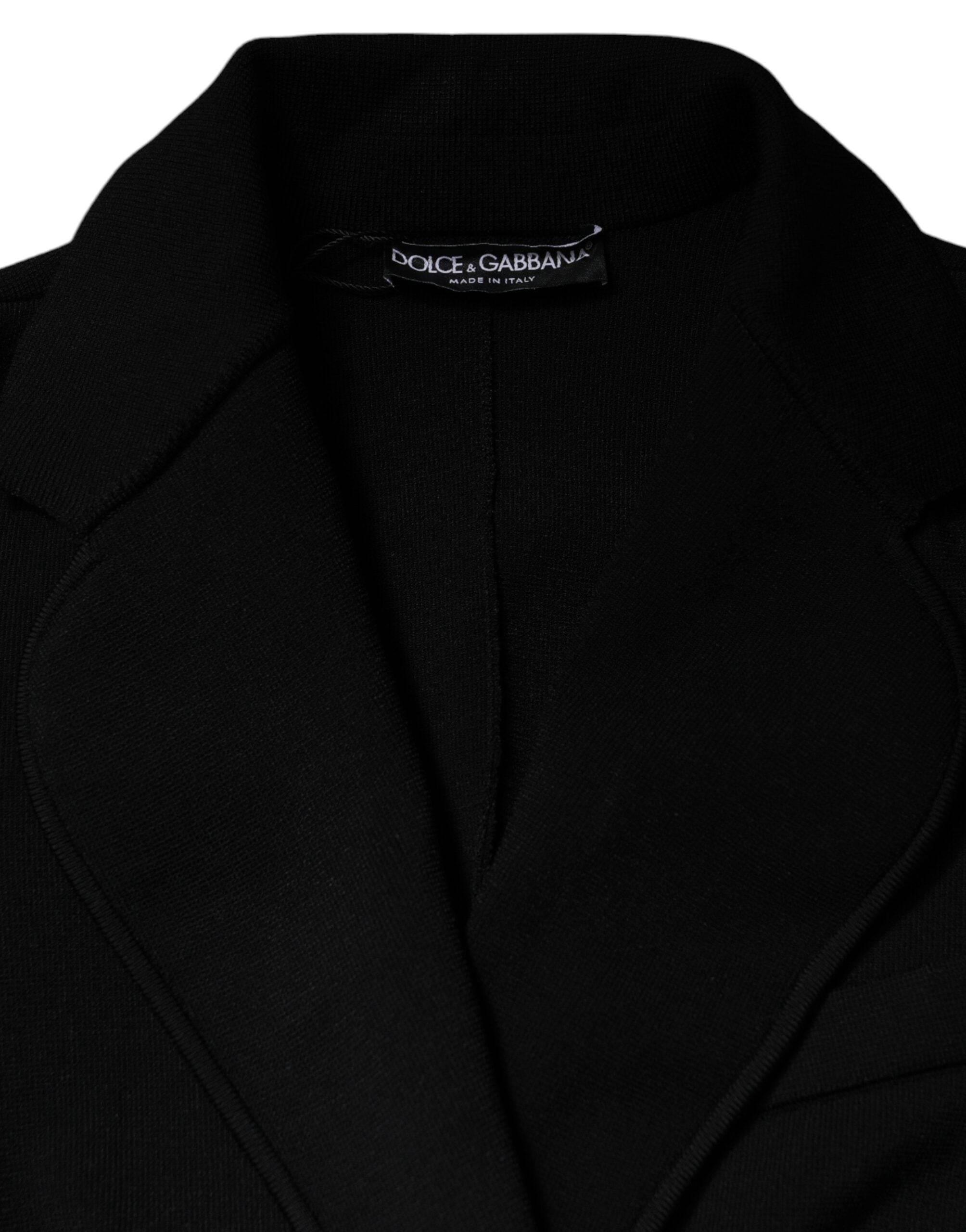 Dolce & Gabbana Black Viscose Single Breasted Blazer Jacket - Hilstor