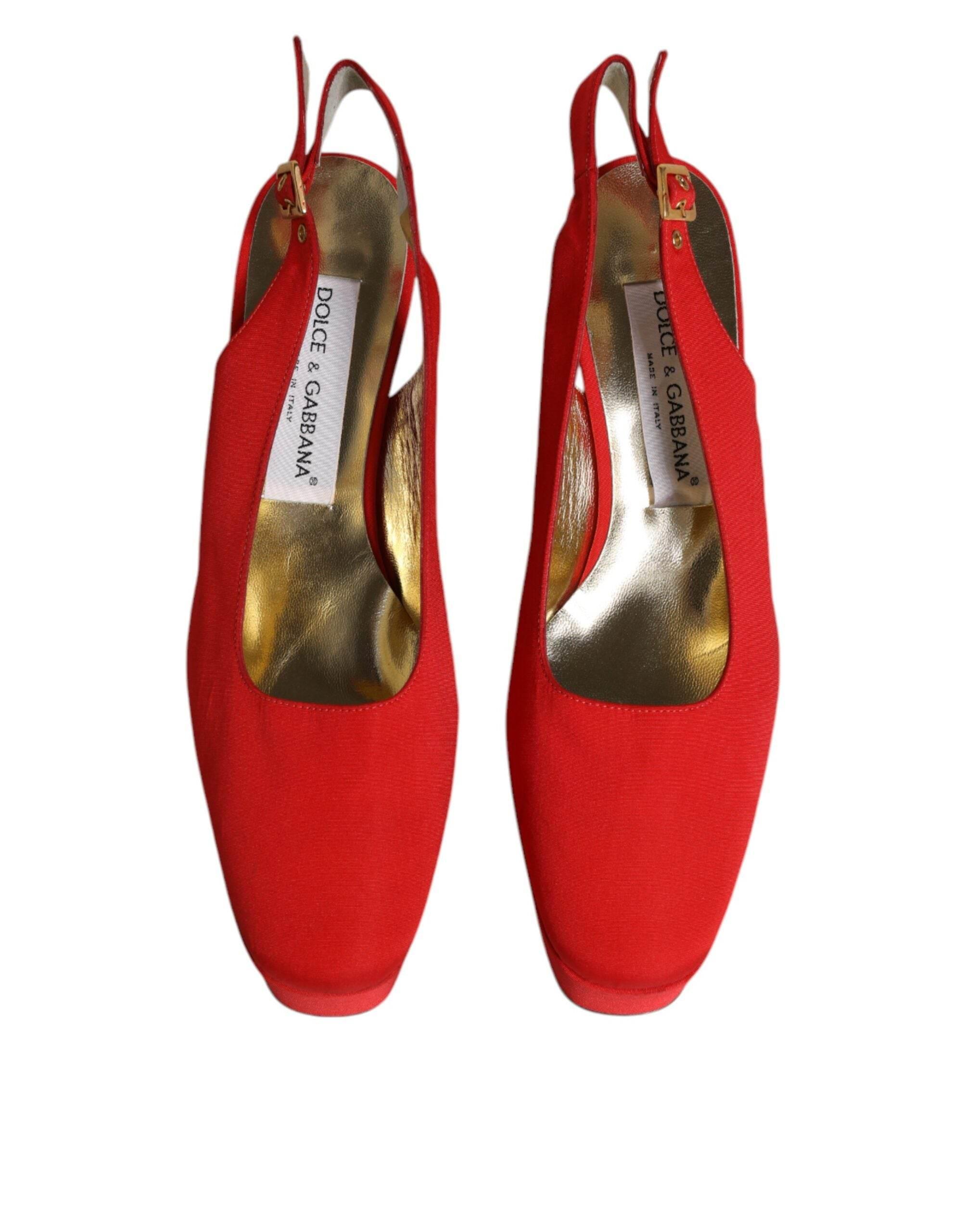 Dolce & Gabbana Red Platform Slingback Heels Sandals Shoes - Hilstor