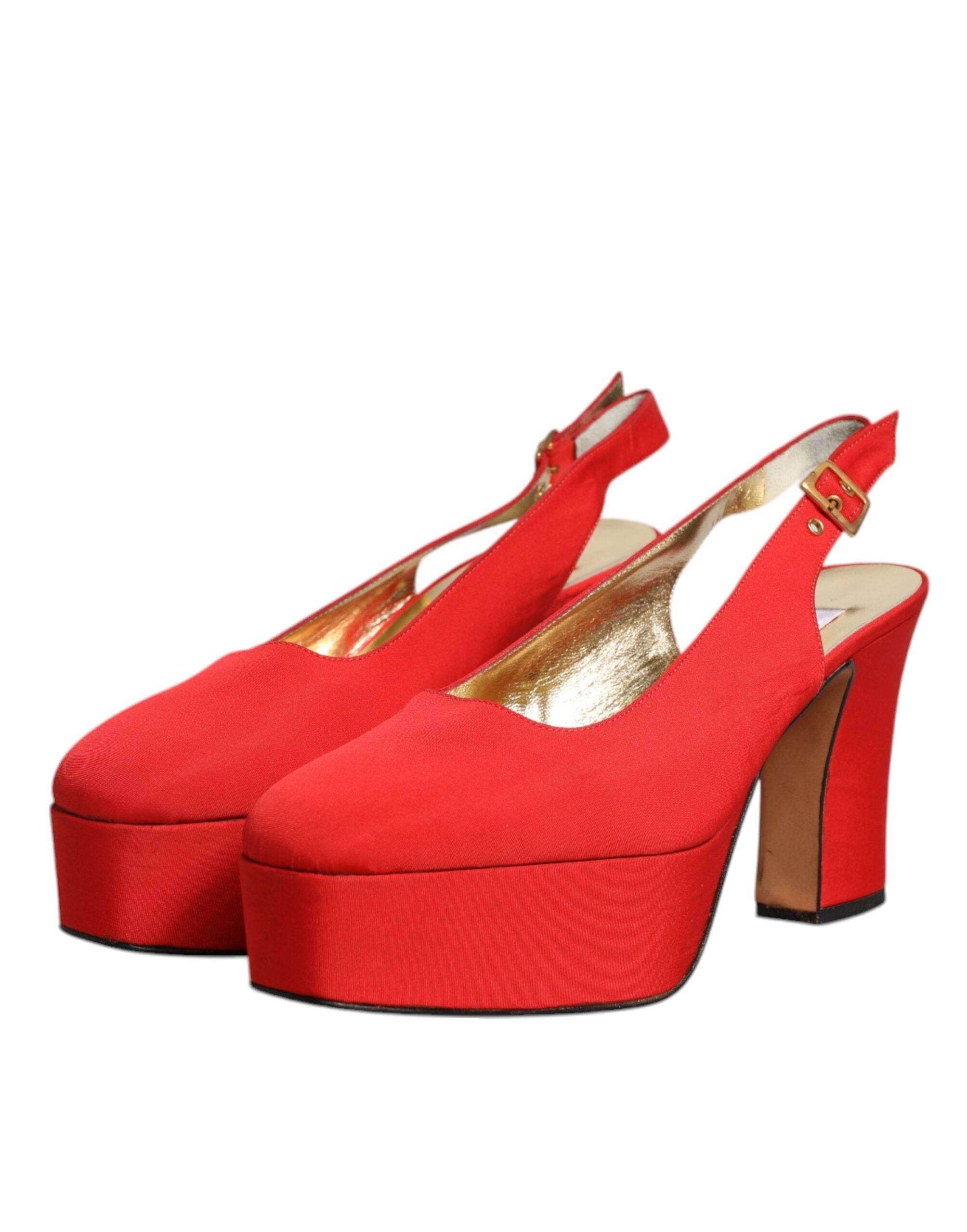 Dolce & Gabbana Red Platform Slingback Heels Sandals Shoes - Hilstor