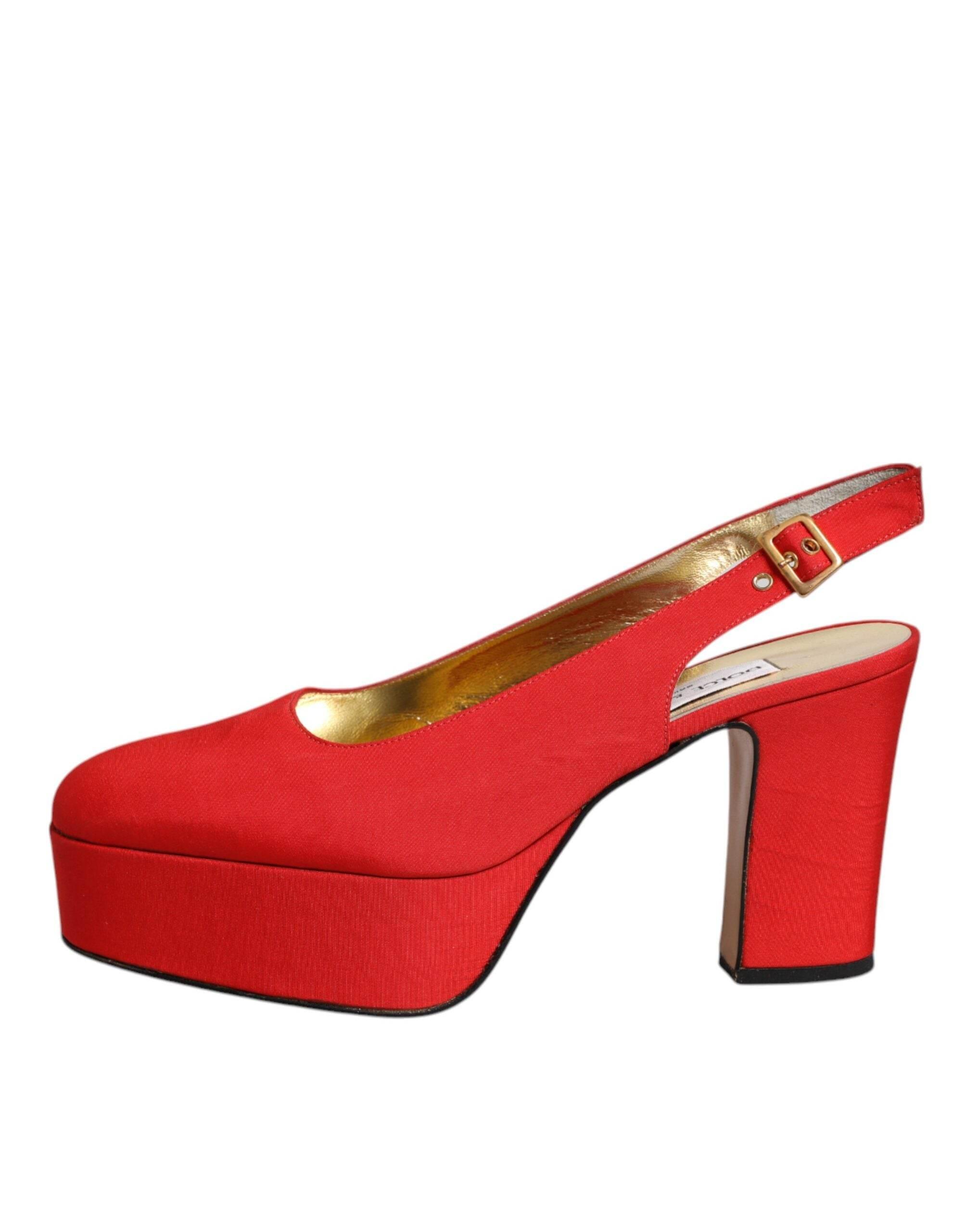 Dolce & Gabbana Red Platform Slingback Heels Sandals Shoes - Hilstor