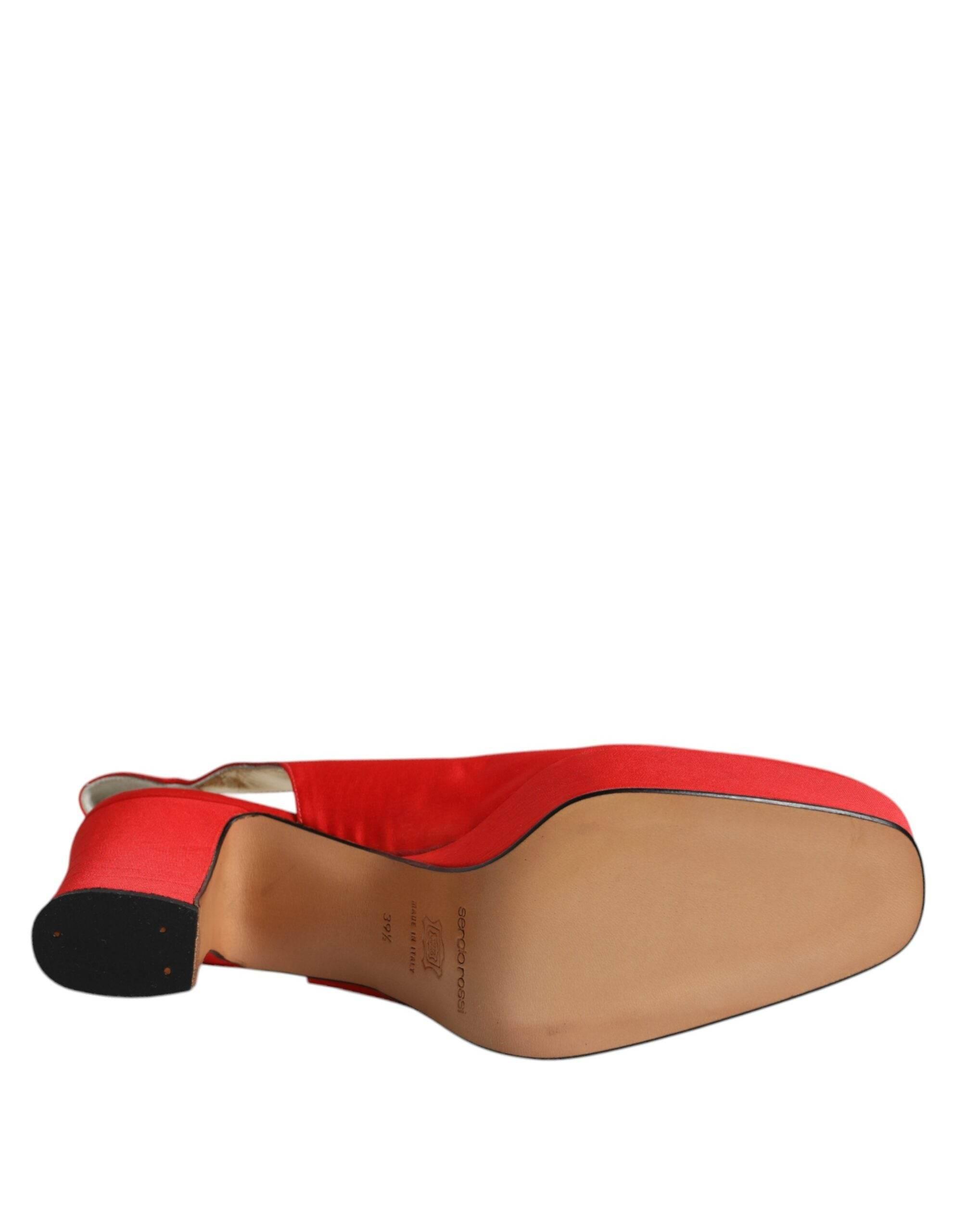 Dolce & Gabbana Red Platform Slingback Heels Sandals Shoes - Hilstor