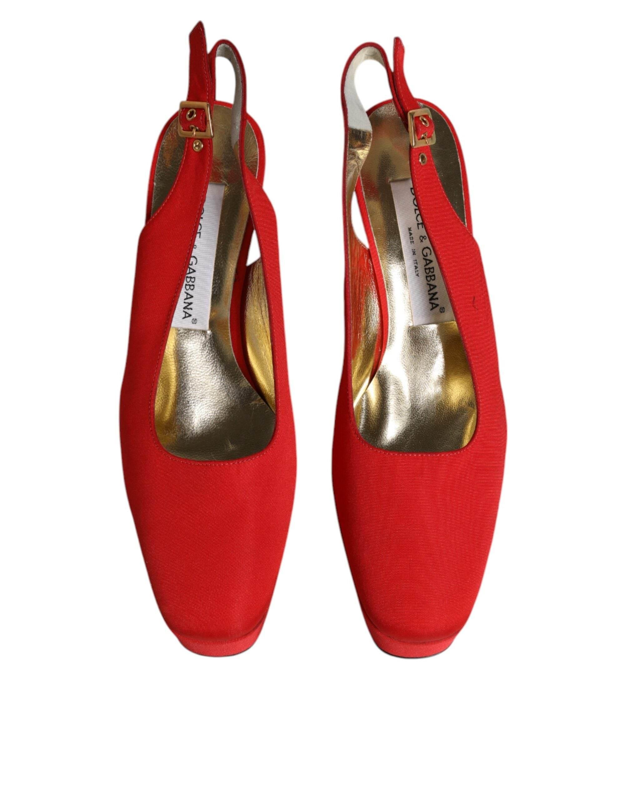 Dolce & Gabbana Red Platform Slingback Heels Sandals Shoes - Hilstor