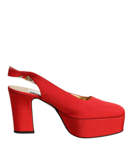 Dolce & Gabbana Red Platform Slingback Heels Sandals Shoes - Hilstor