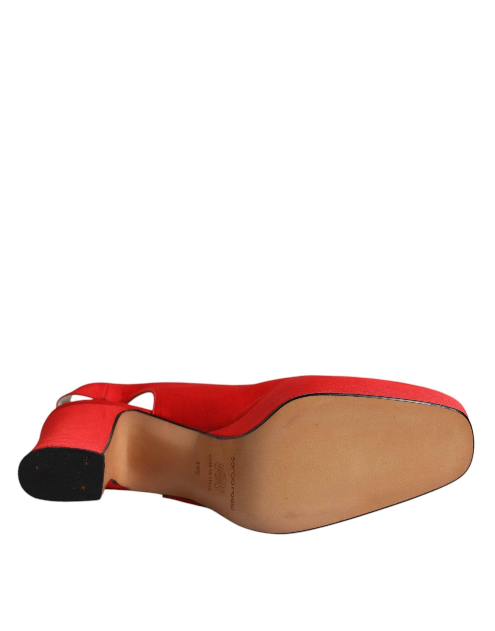Dolce & Gabbana Red Platform Slingback Heels Sandals Shoes - Hilstor
