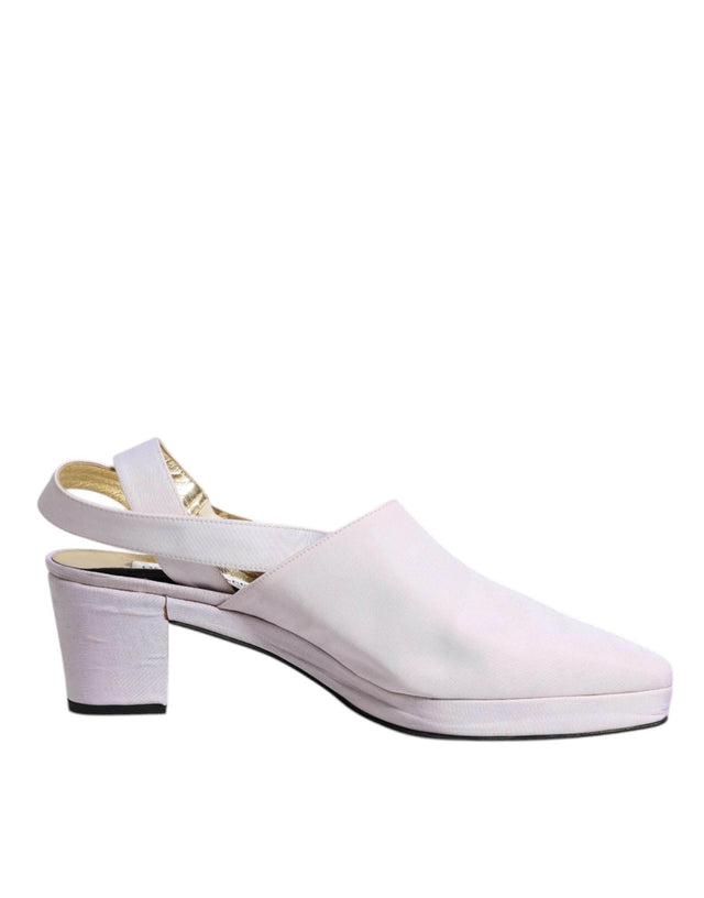 Dolce & Gabbana Off White Block Heel Slingback Sandals Shoes - Hilstor