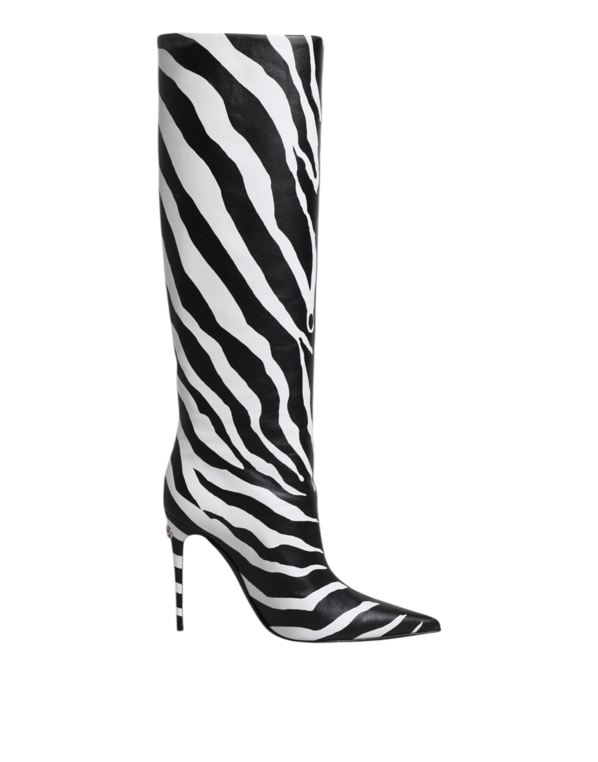 Dolce &amp; Gabbana Sort Hvid Zebra Heels Høje Støvler Sko