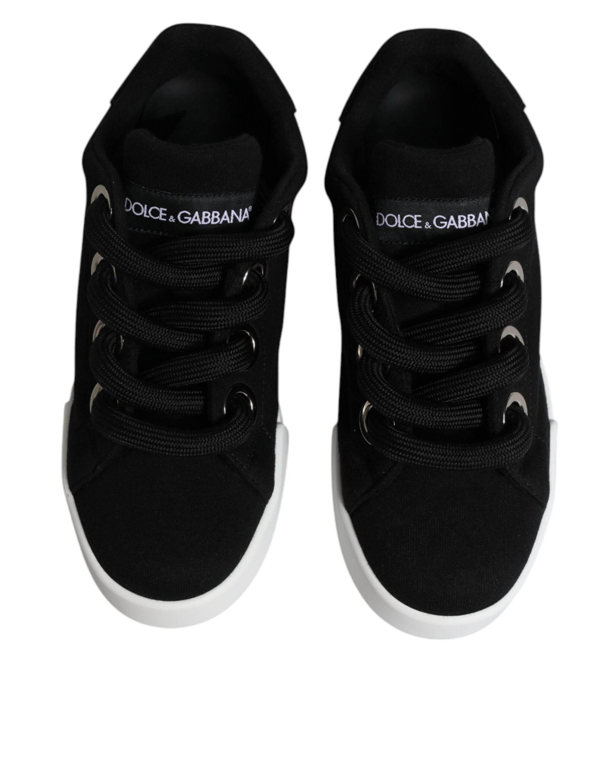 Dolce & Gabbana Black Portofino Low Top Sneakers Shoes - Hilstor