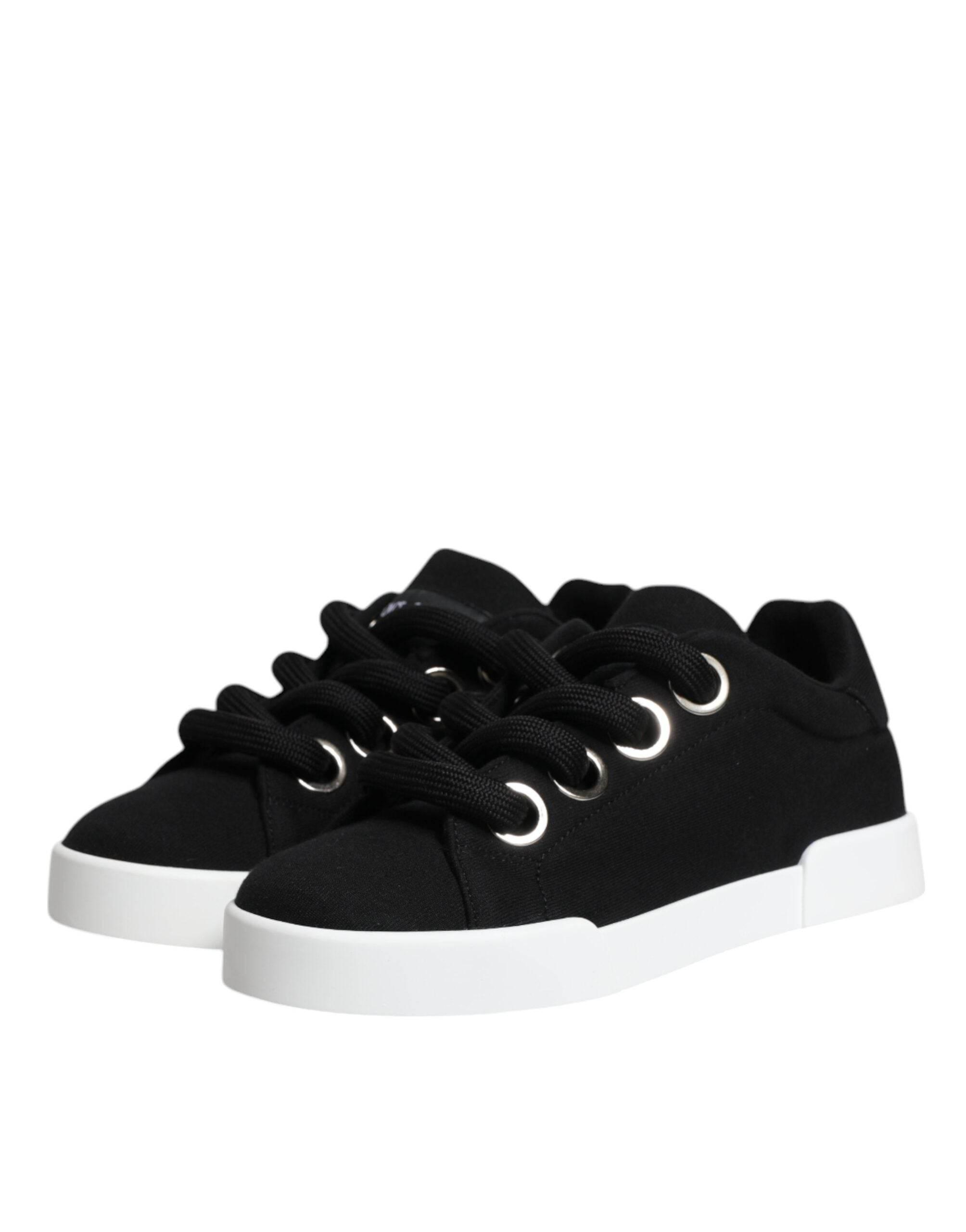 Dolce & Gabbana Black Portofino Low Top Sneakers Shoes - Hilstor