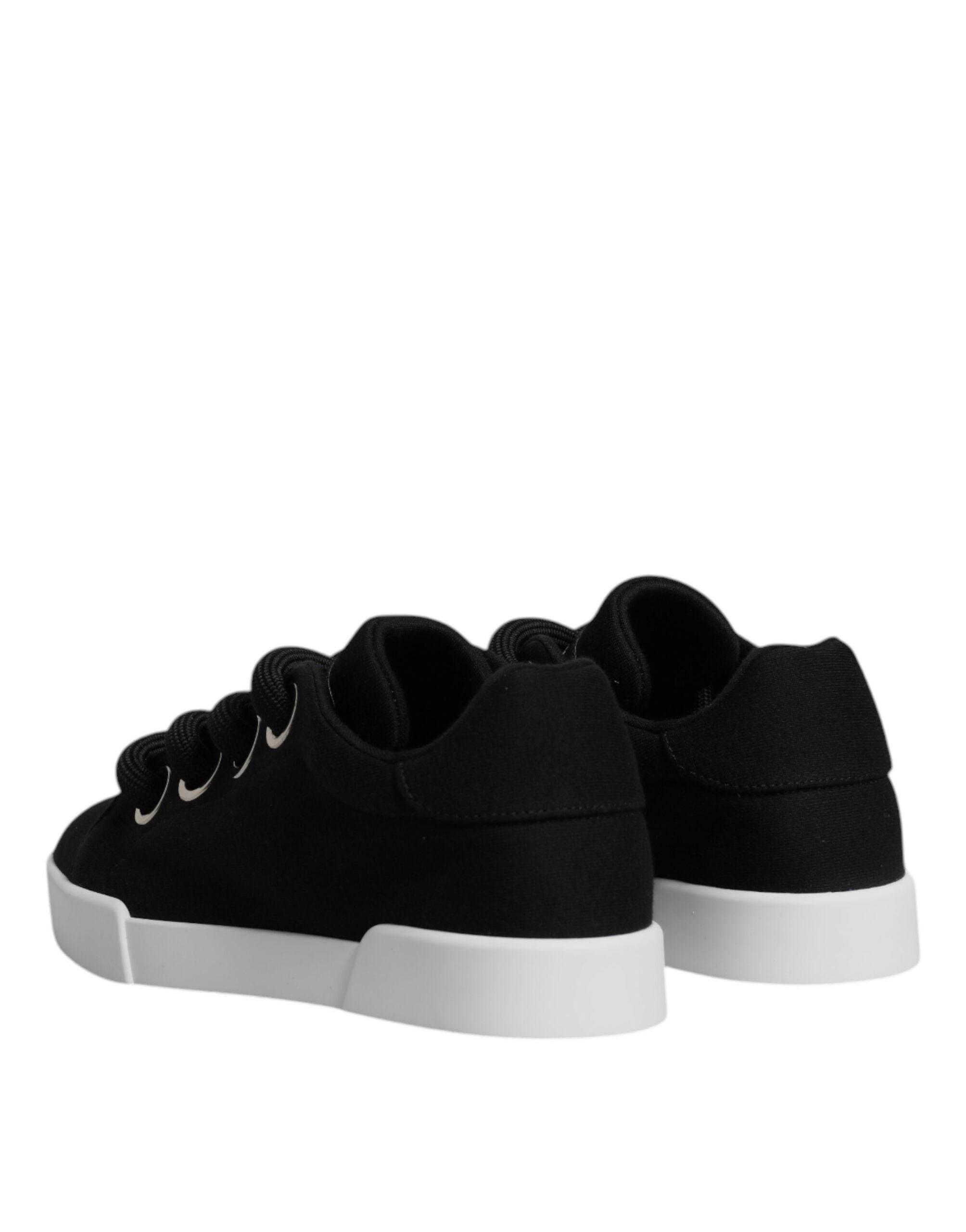 Dolce & Gabbana Black Portofino Low Top Sneakers Shoes - Hilstor