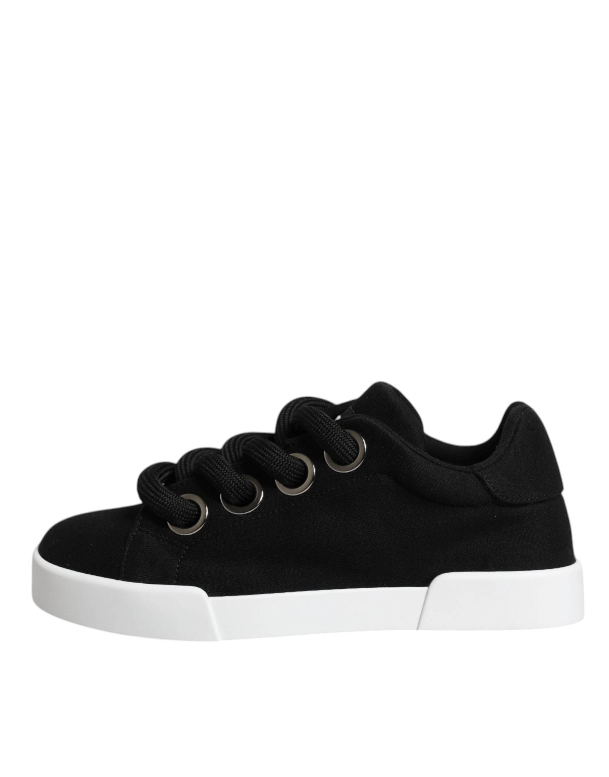 Dolce & Gabbana Black Portofino Low Top Sneakers Shoes - Hilstor