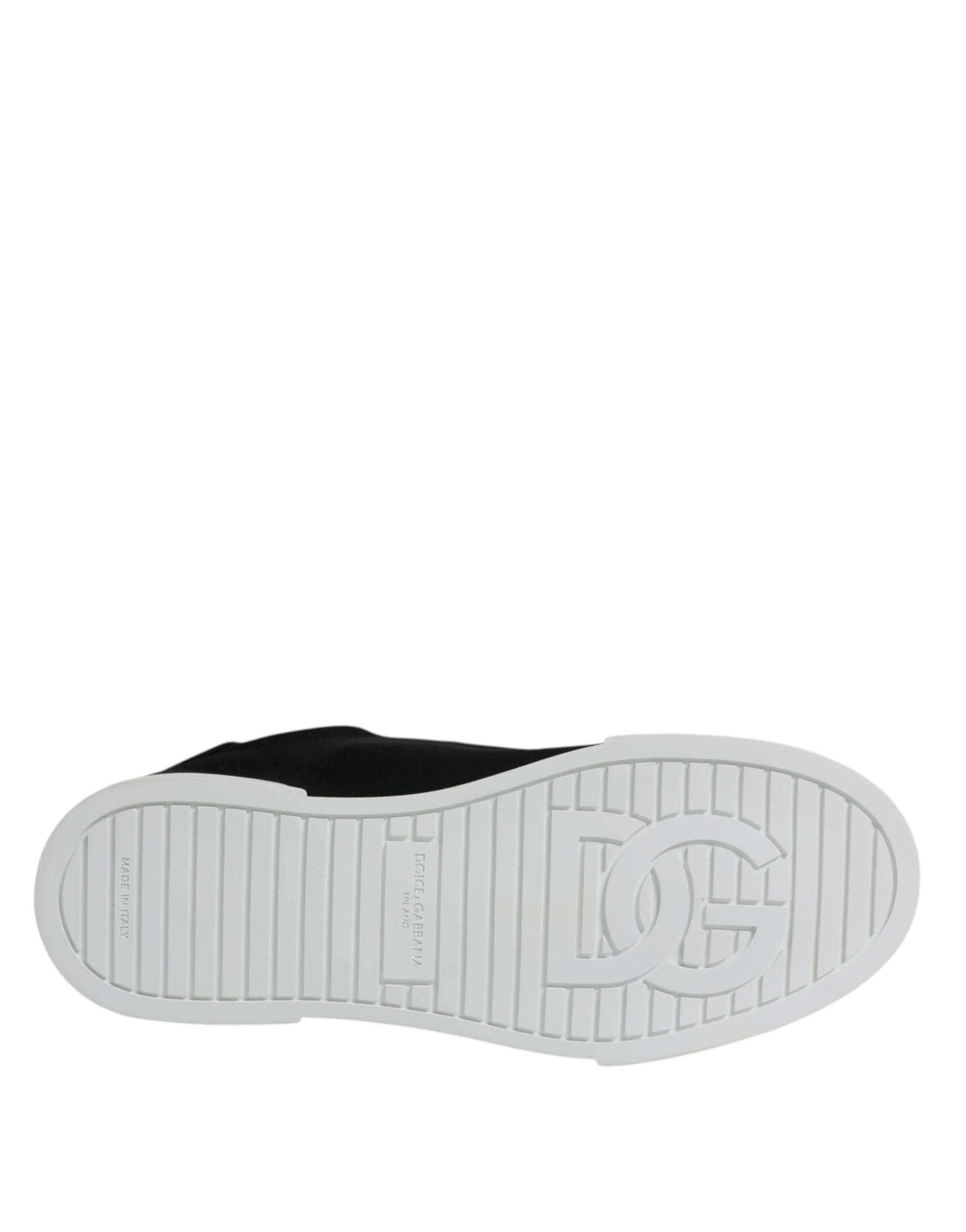 Dolce & Gabbana Black Portofino Low Top Sneakers Shoes - Hilstor