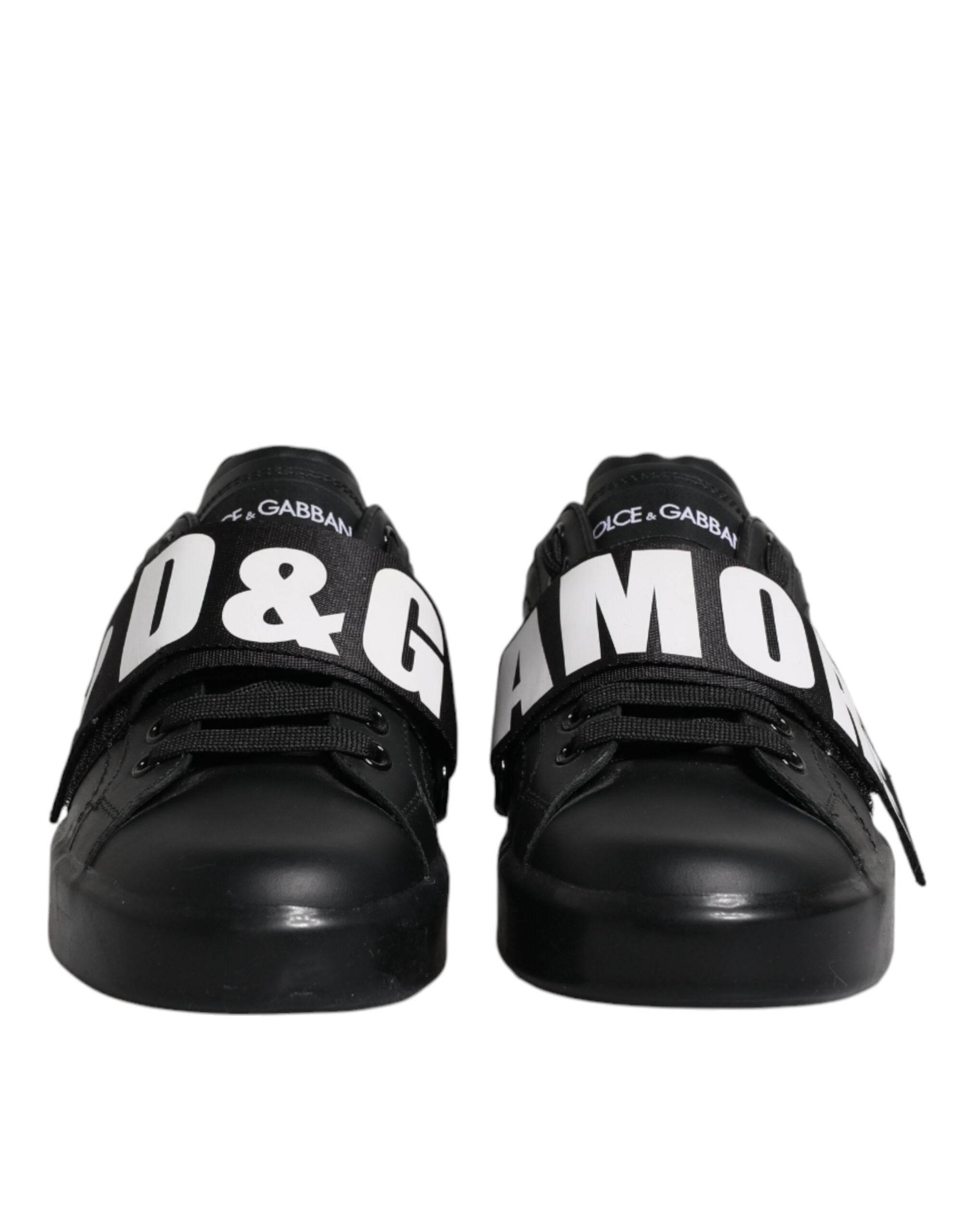 Dolce & Gabbana Black D&G AMORE Low Top Sneakers Shoes - Hilstor