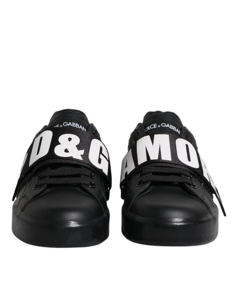 Dolce & Gabbana Black D&G AMORE Low Top Sneakers Shoes - Hilstor