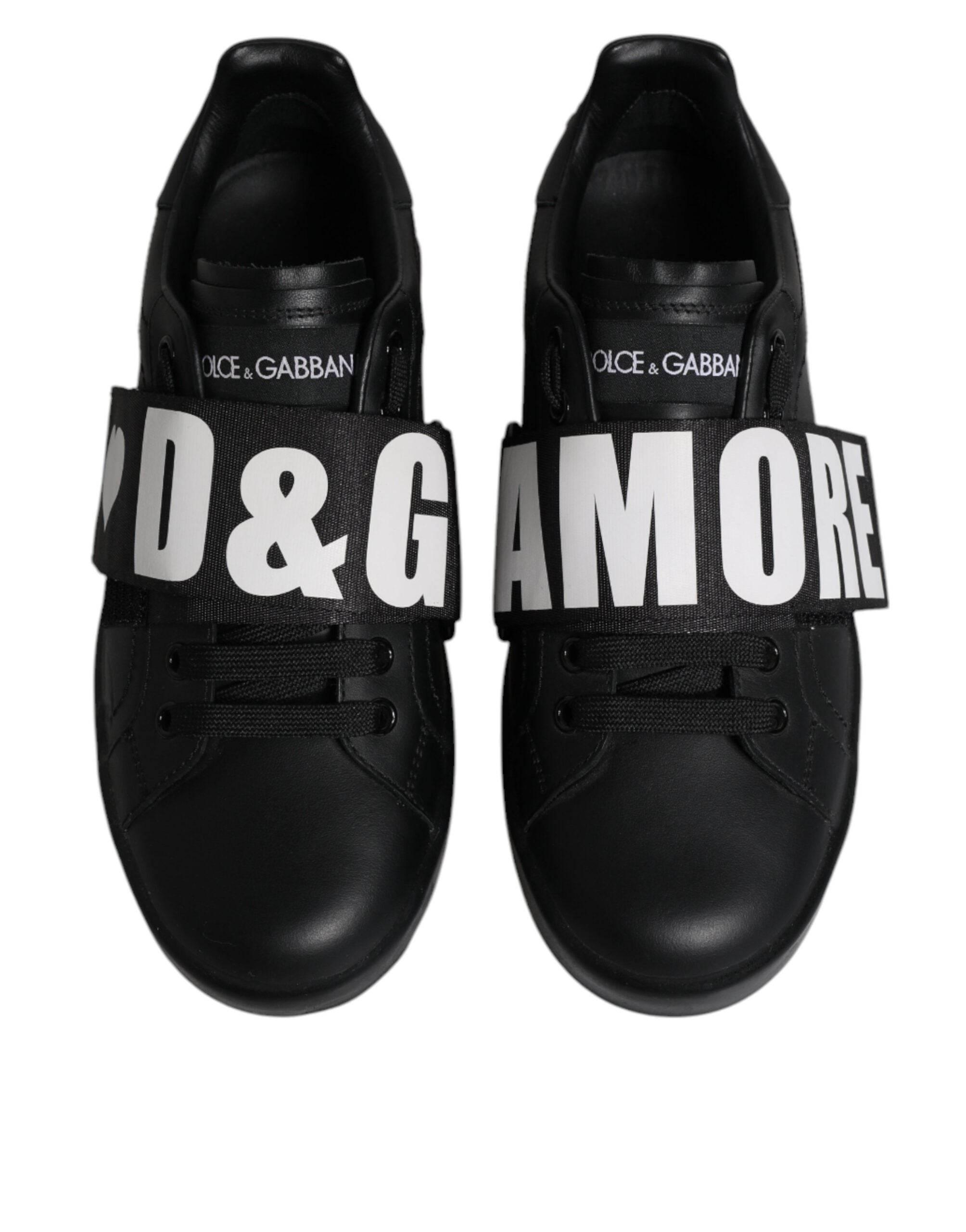 Dolce & Gabbana Black D&G AMORE Low Top Sneakers Shoes - Hilstor
