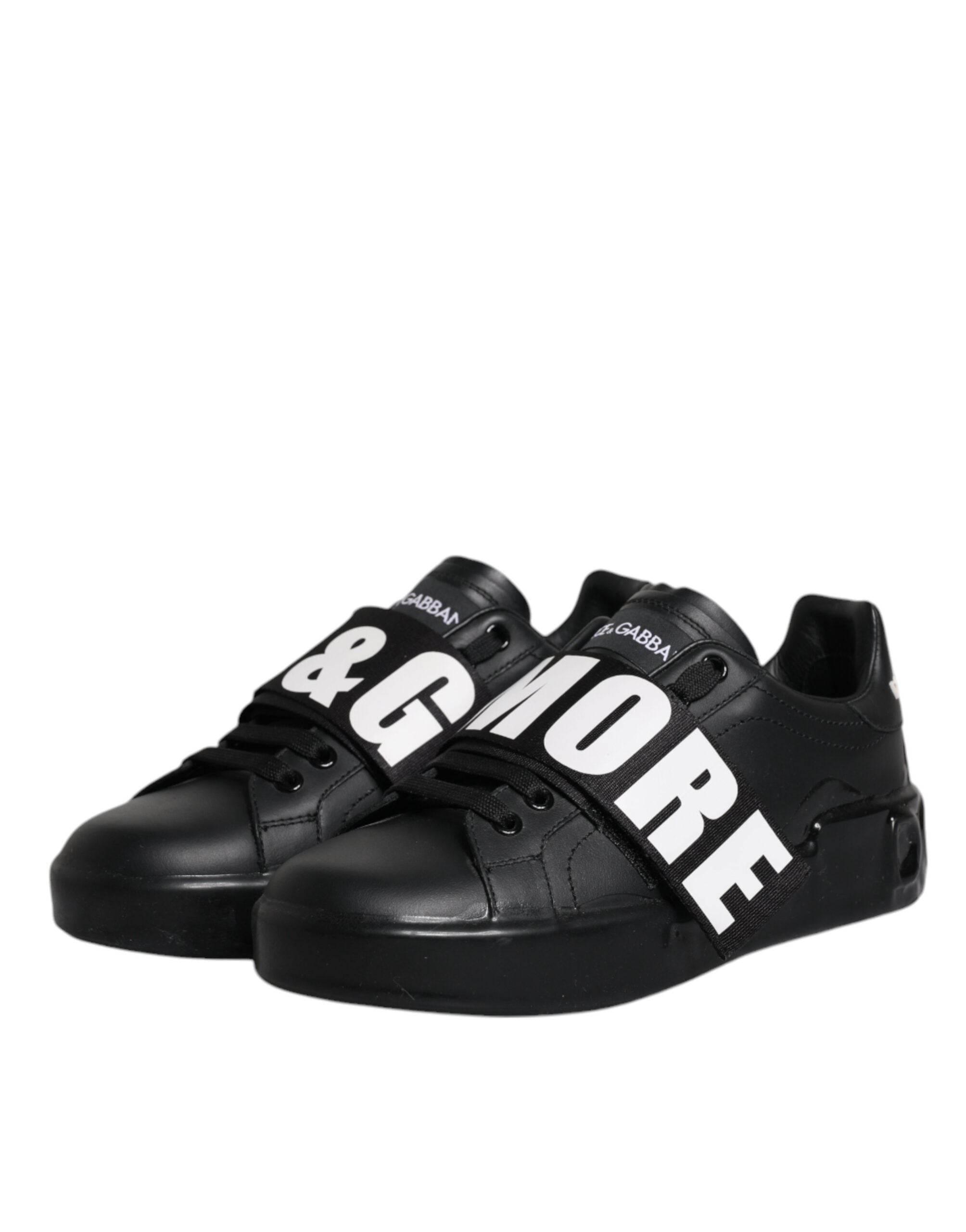 Dolce & Gabbana Black D&G AMORE Low Top Sneakers Shoes - Hilstor