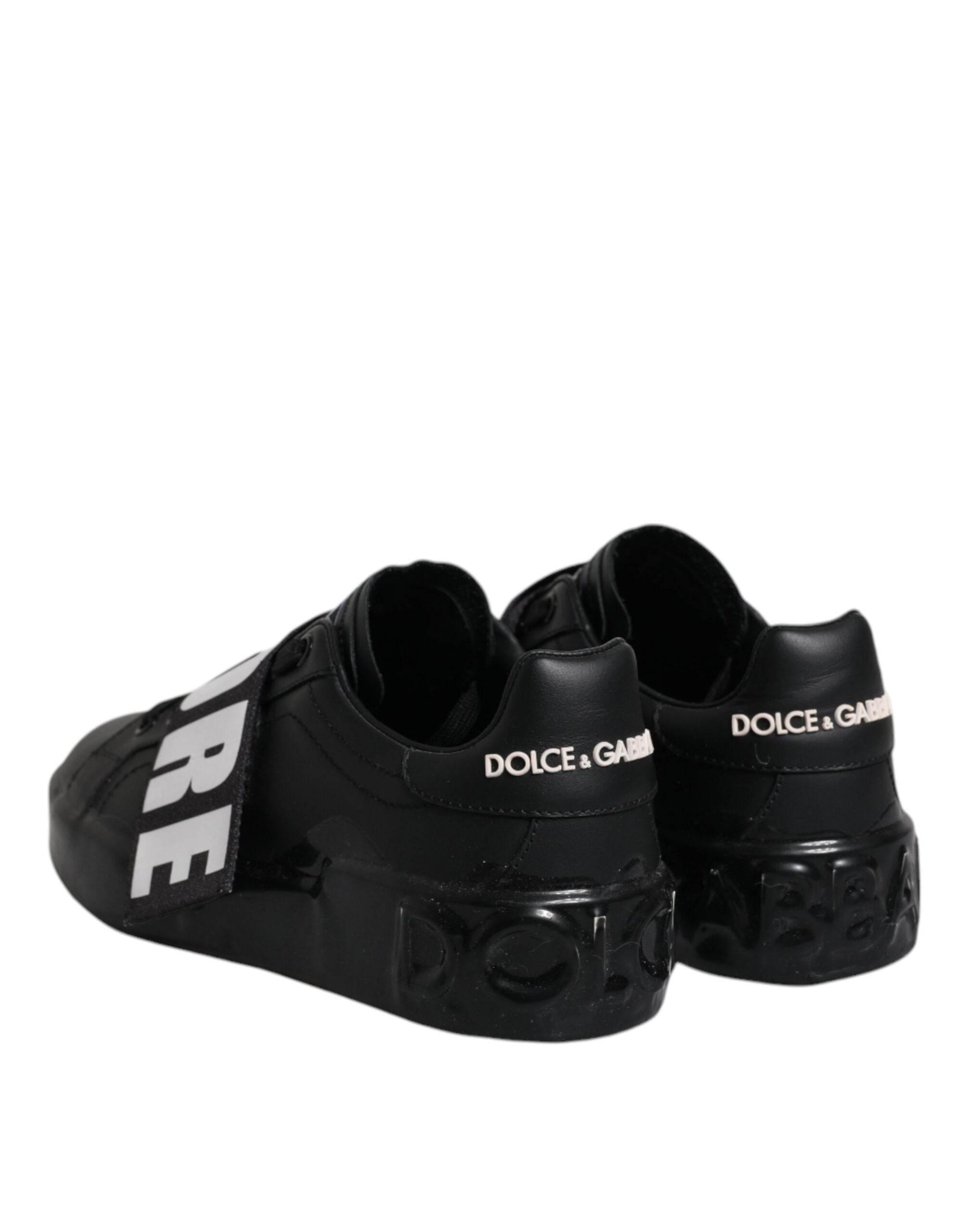 Dolce & Gabbana Black D&G AMORE Low Top Sneakers Shoes - Hilstor