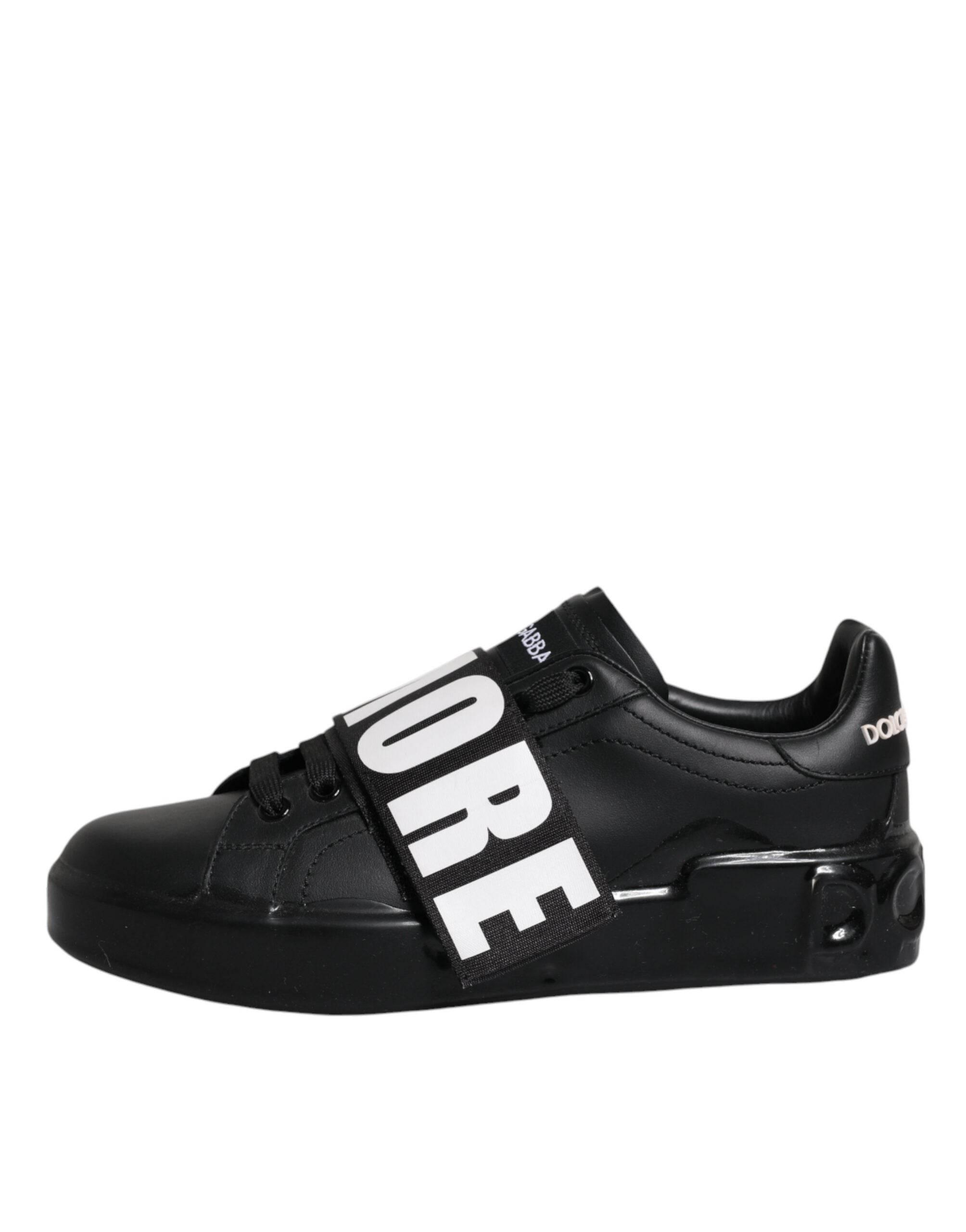Dolce & Gabbana Black D&G AMORE Low Top Sneakers Shoes - Hilstor